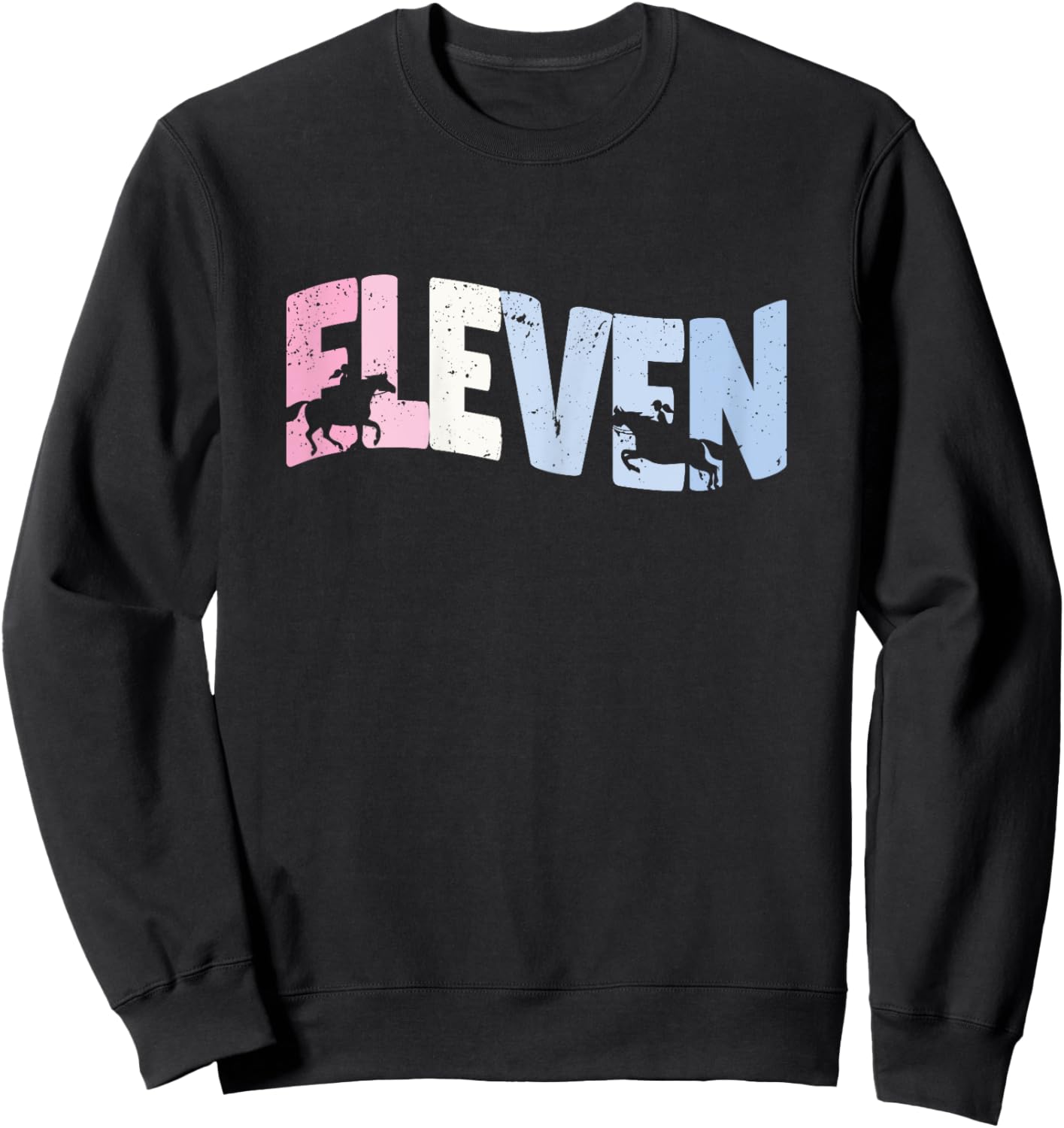 11 Year Old Cute Horse Riding Birthday Girl 11th B-day Sweatshirt - Sweatshirt | Black