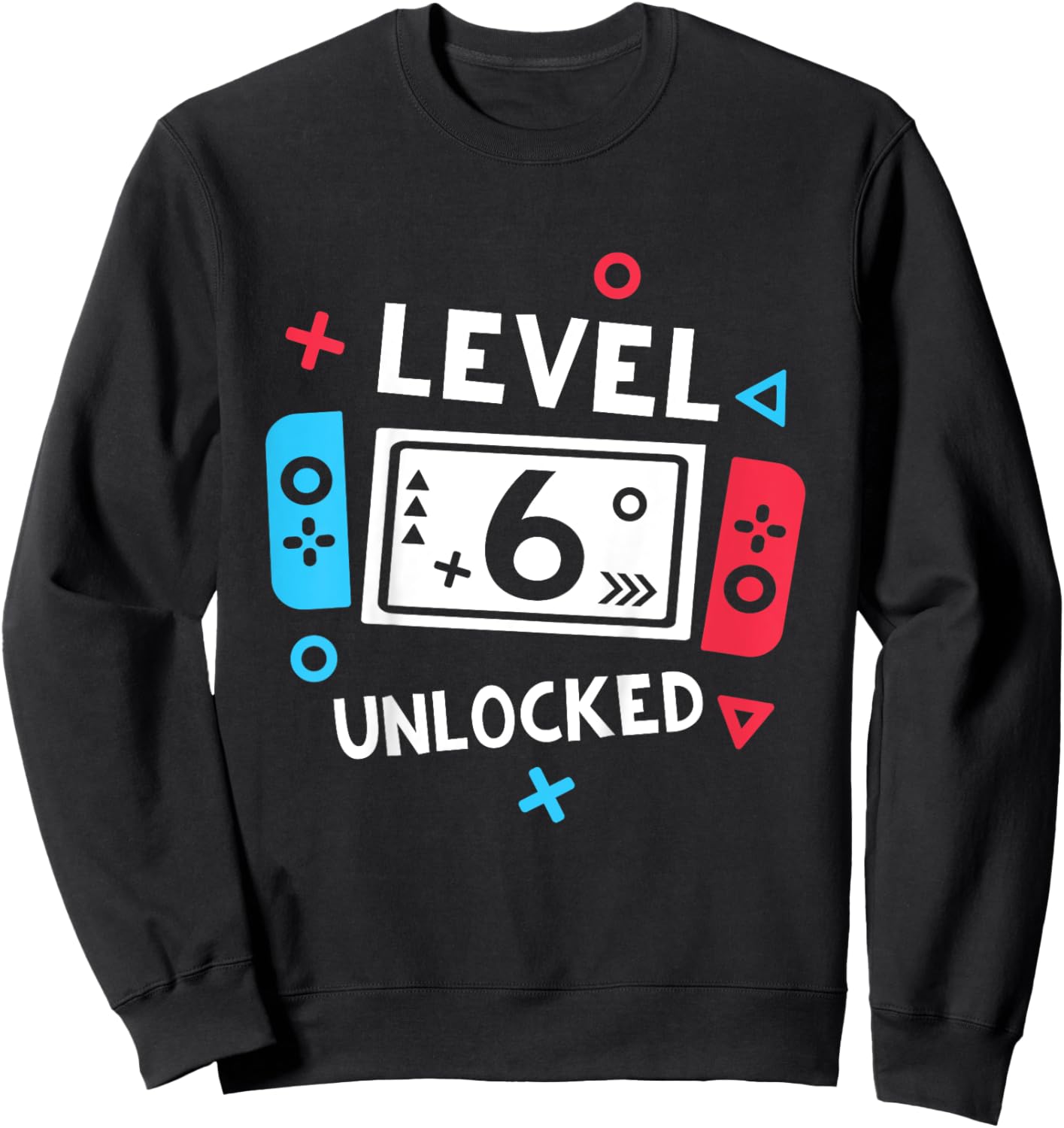 Kids 6th Birthday Shirt Boy Level 6 Unlocked Video Game Party Sweatshirt - Sweatshirt | Black
