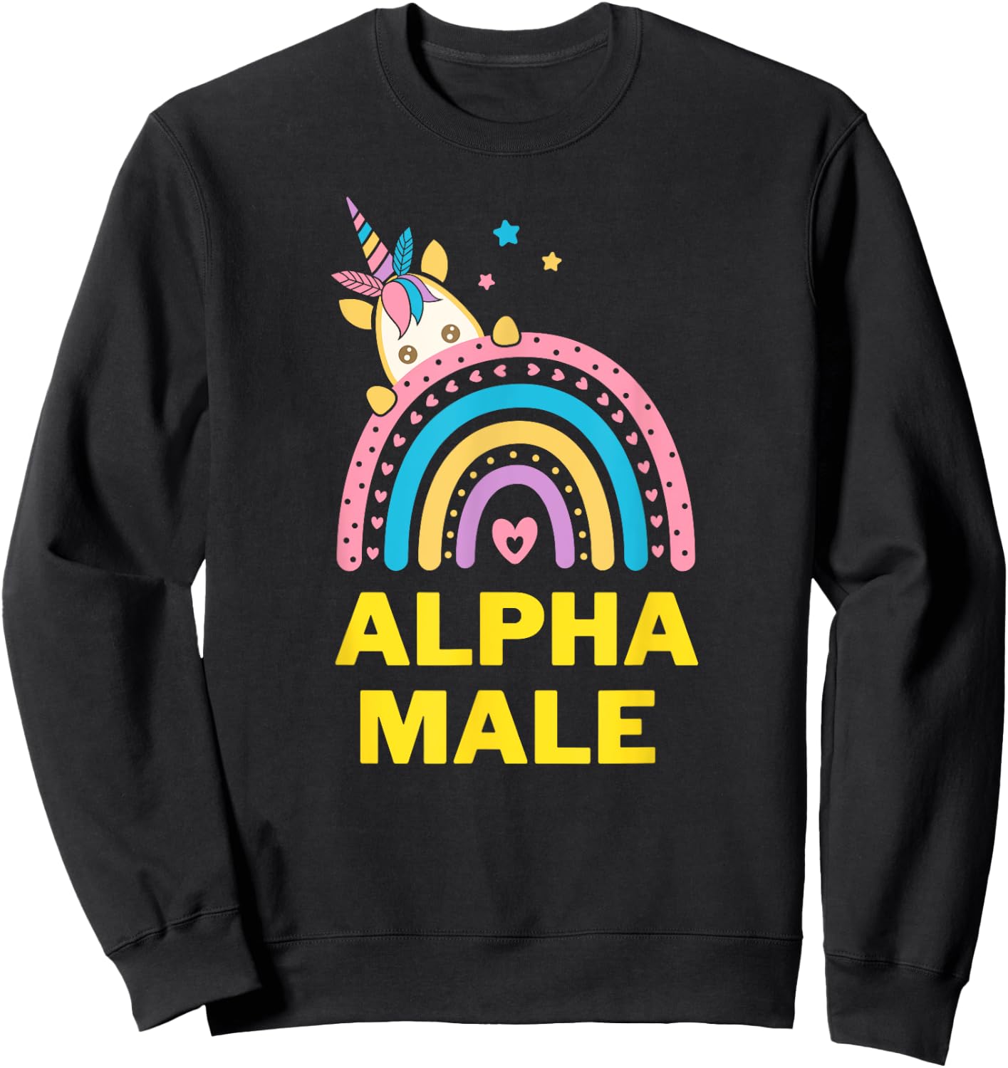 Ironic Alpha Male Unicorn Rainbow, Funny Sweatshirt - Sweatshirt | Black