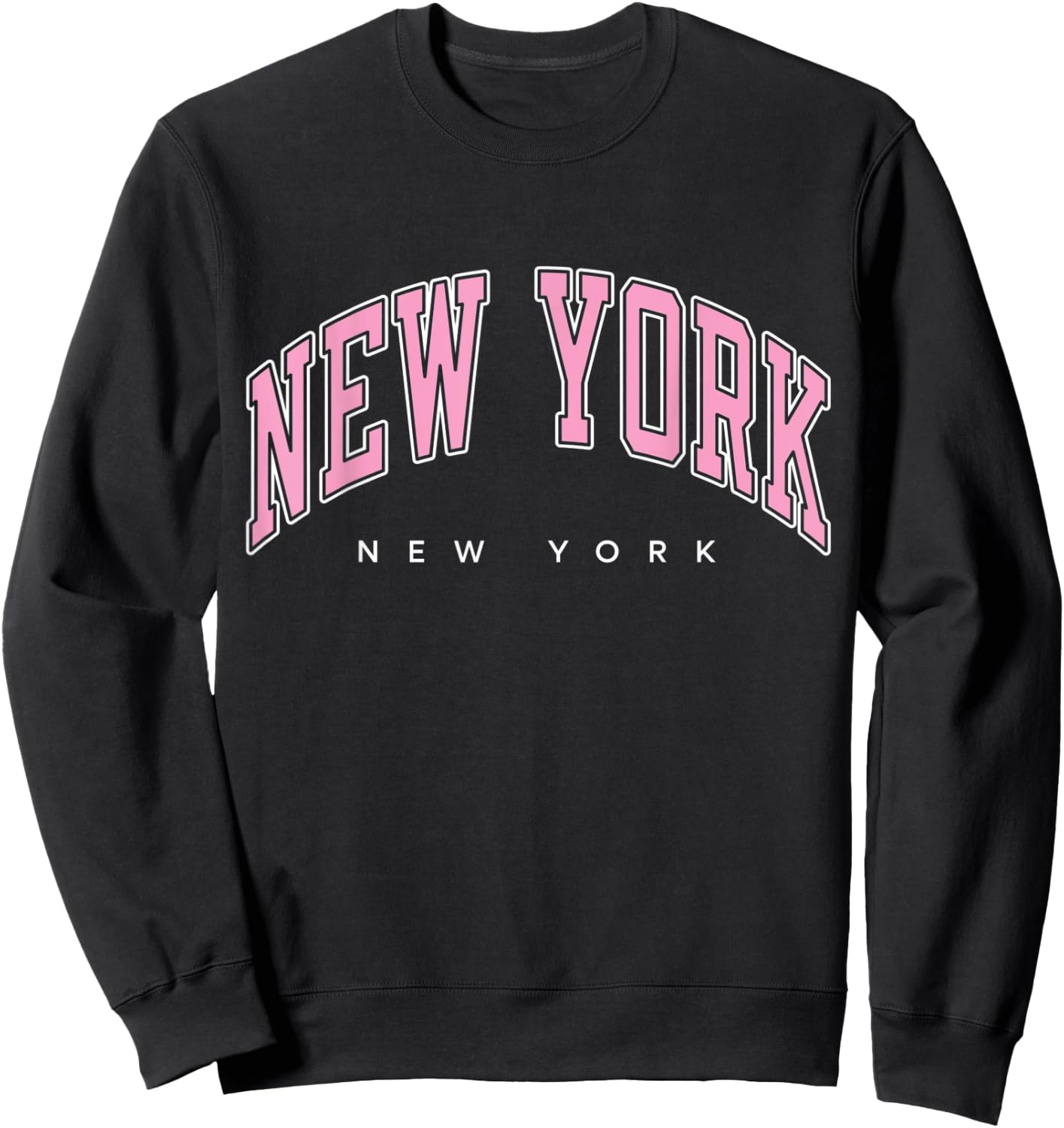 New York New York NY Varsity Style Pink Text Sweatshirt - Sweatshirt | Black