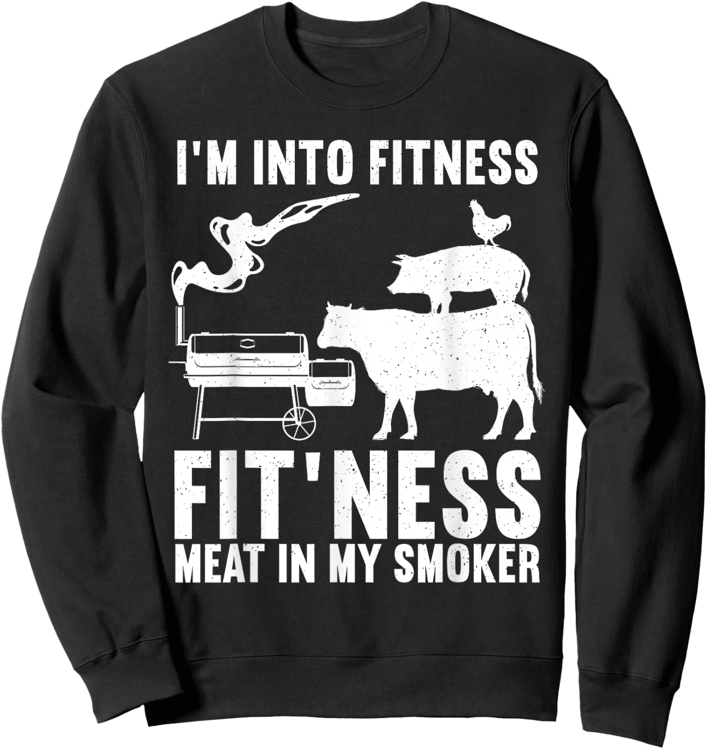 Funny BBQ Meat Smoking Art Women Barbeque Griller Sweatshirt - Sweatshirt | Black