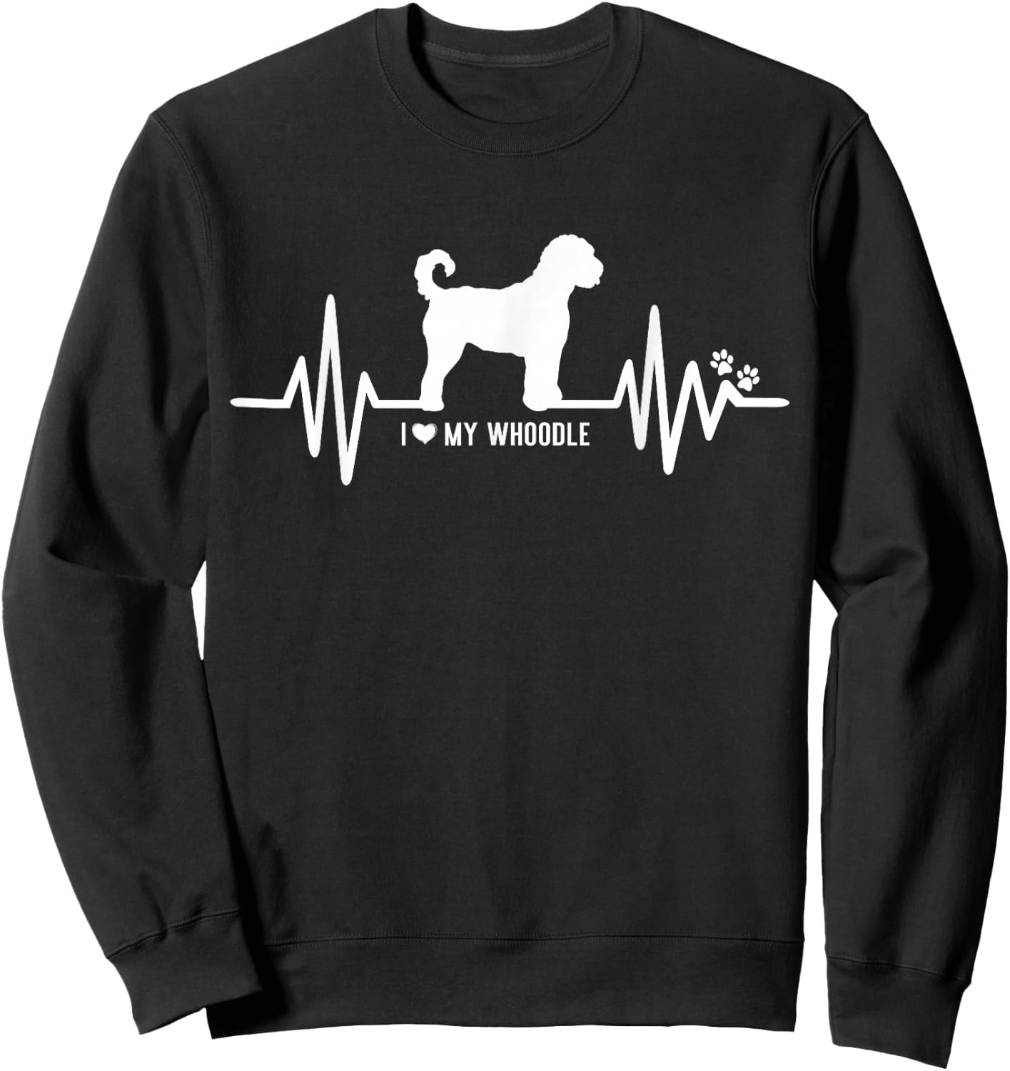 Whoodle Heart Beat EKG Pulse Design For Dog Lovers Men Women Girls Kids Sweatshirt - Sweatshirt | Black