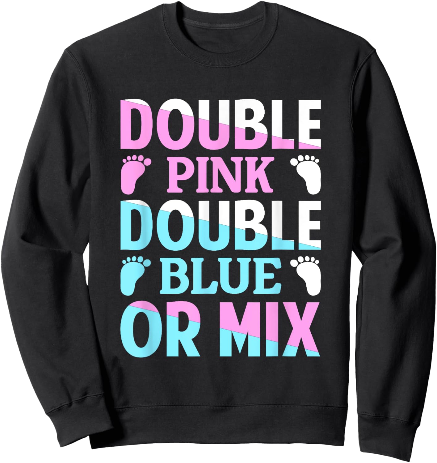 Double Pink Double Blue Mix Twin Gender Announcement Reveal Sweatshirt - Sweatshirt | Black