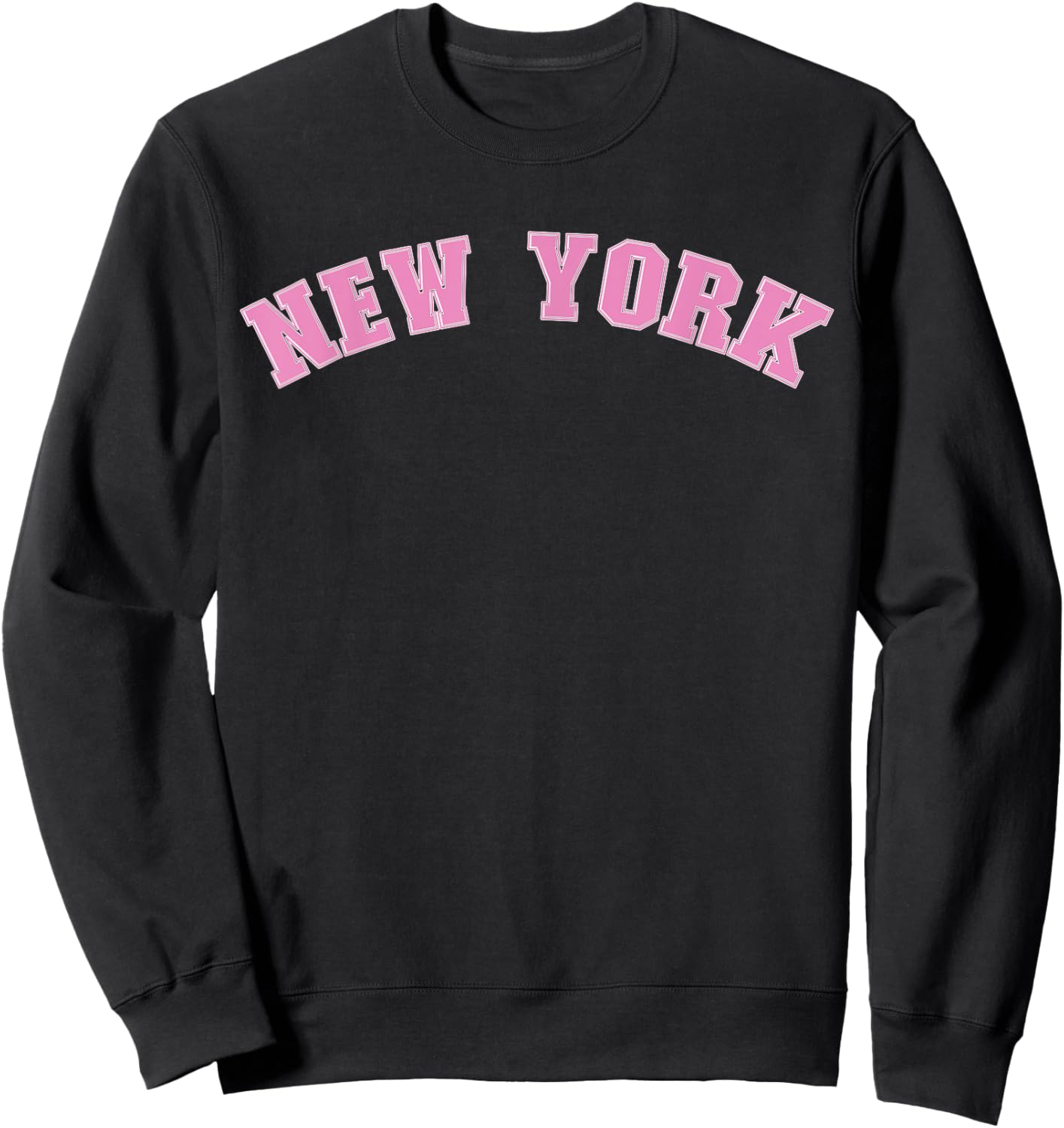 New York Varsity Style Pink Text Sweatshirt - Sweatshirt | Black