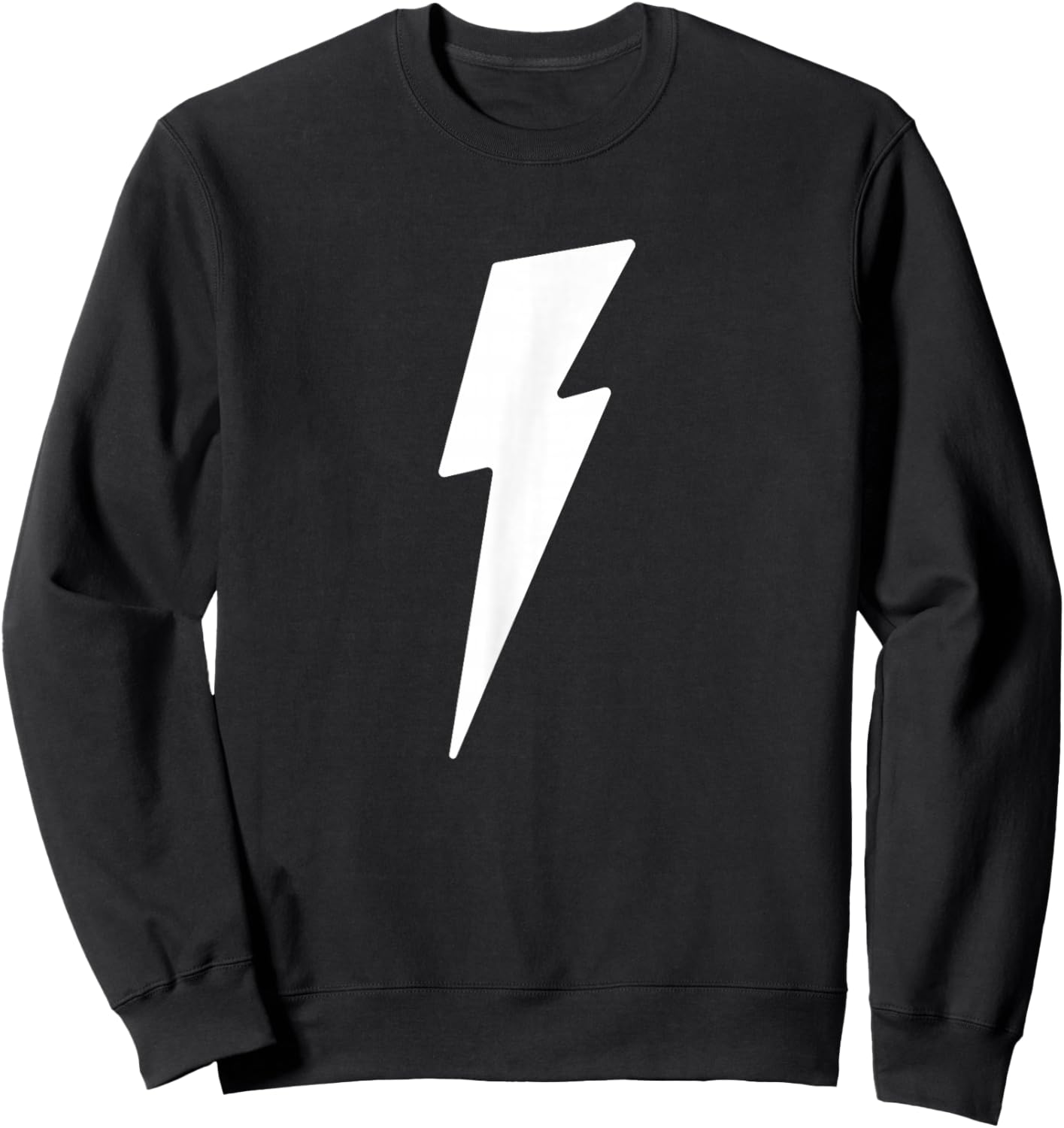 Simple Lightning Bolt in White | Thunder Bolt Graphic Sweatshirt - Sweatshirt | Black