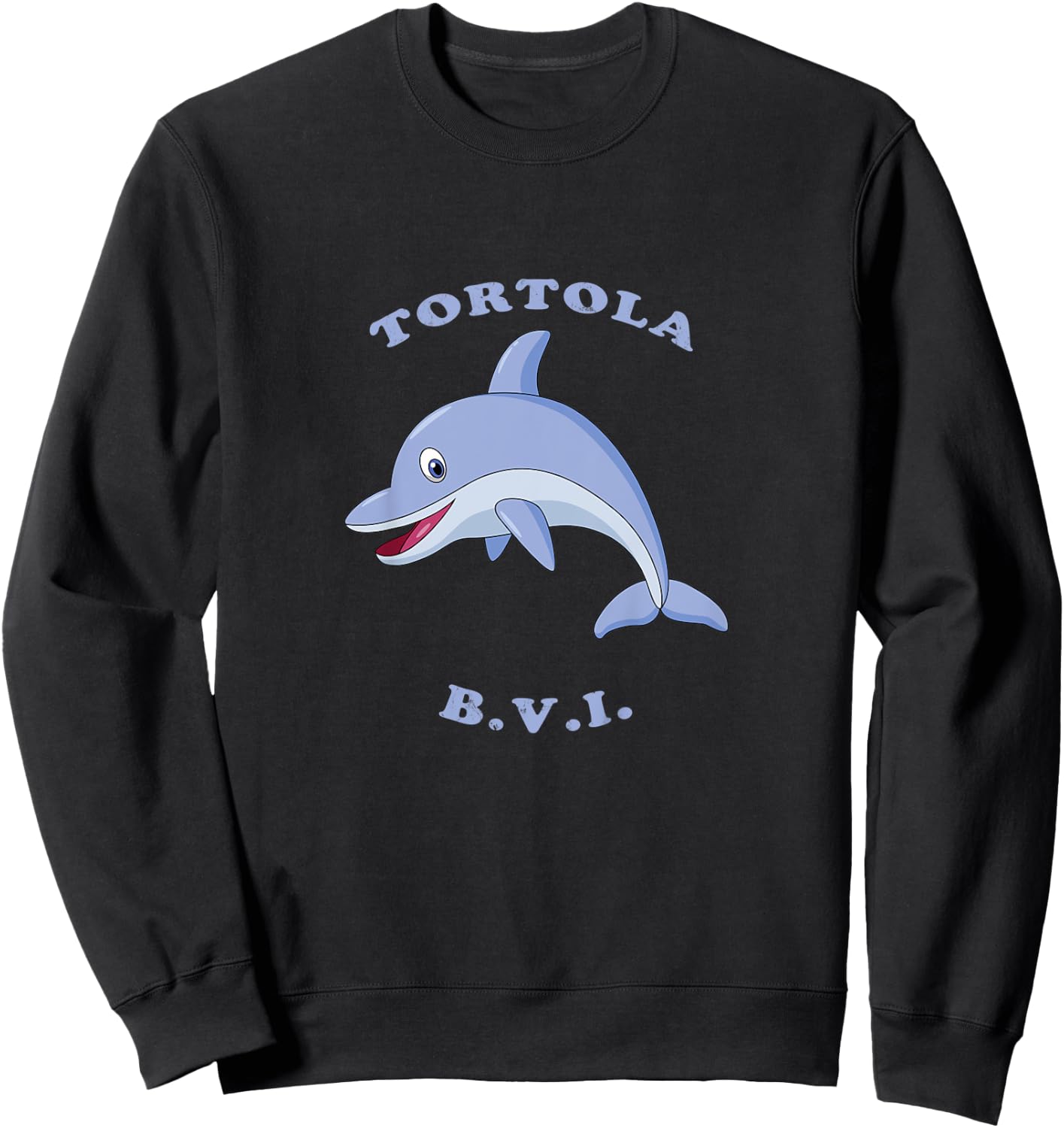 Kids Children's Tortola, BVI Dolphin Vacation Sweatshirt - Sweatshirt | Black