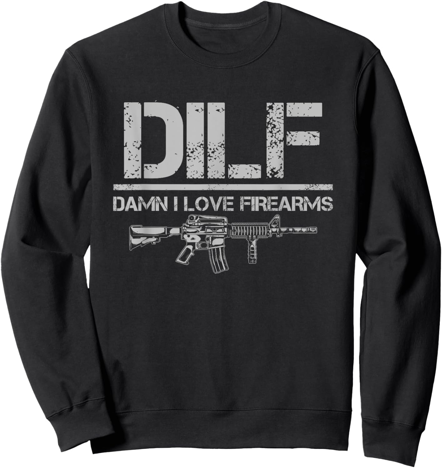 Gun American Flag DILF - Damn I Love Firearms Sweatshirt - Sweatshirt | Black
