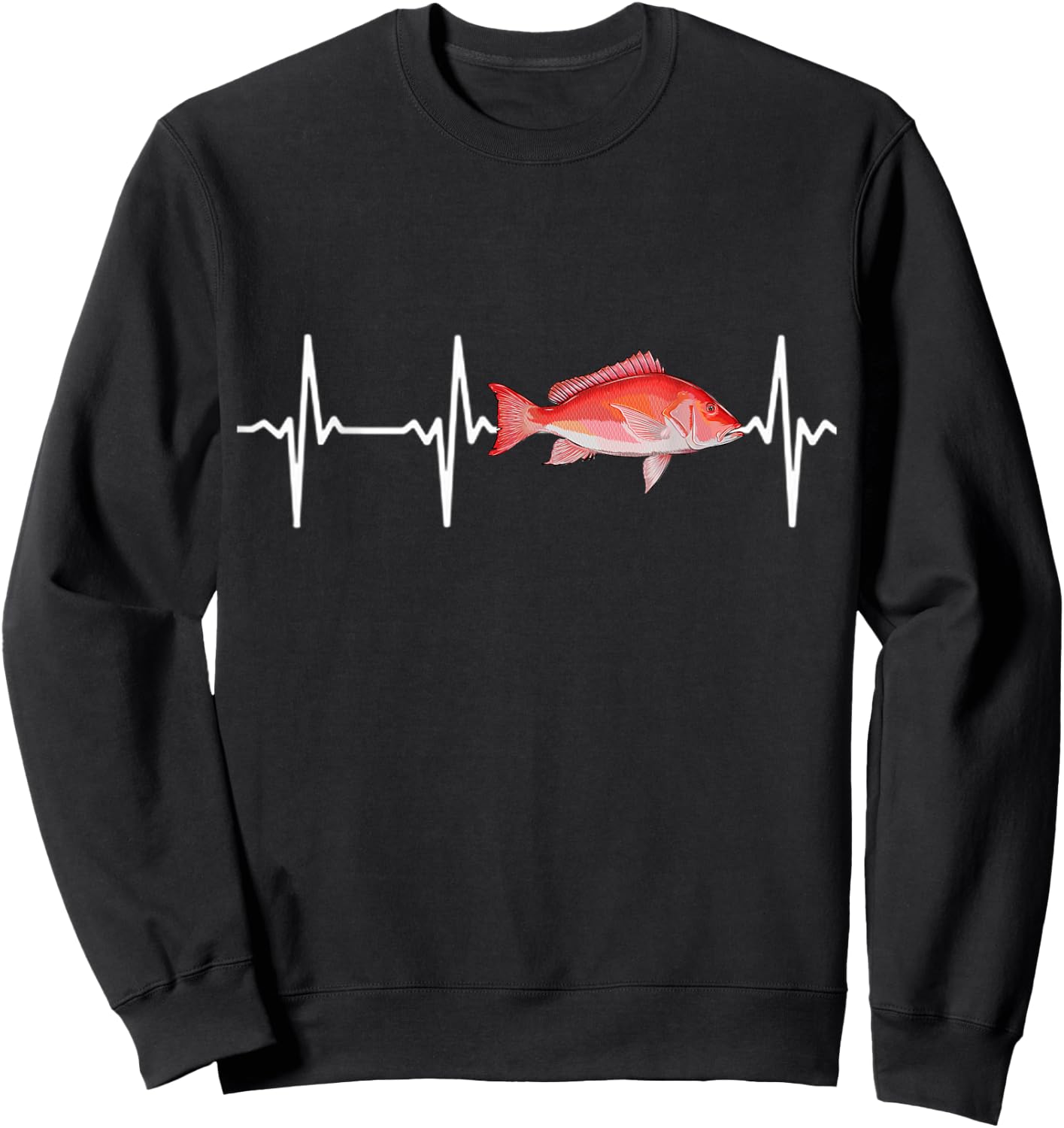 Red Snapper Heartbeat For Saltwater Fish Fishing Lovers Sweatshirt - Sweatshirt | Black