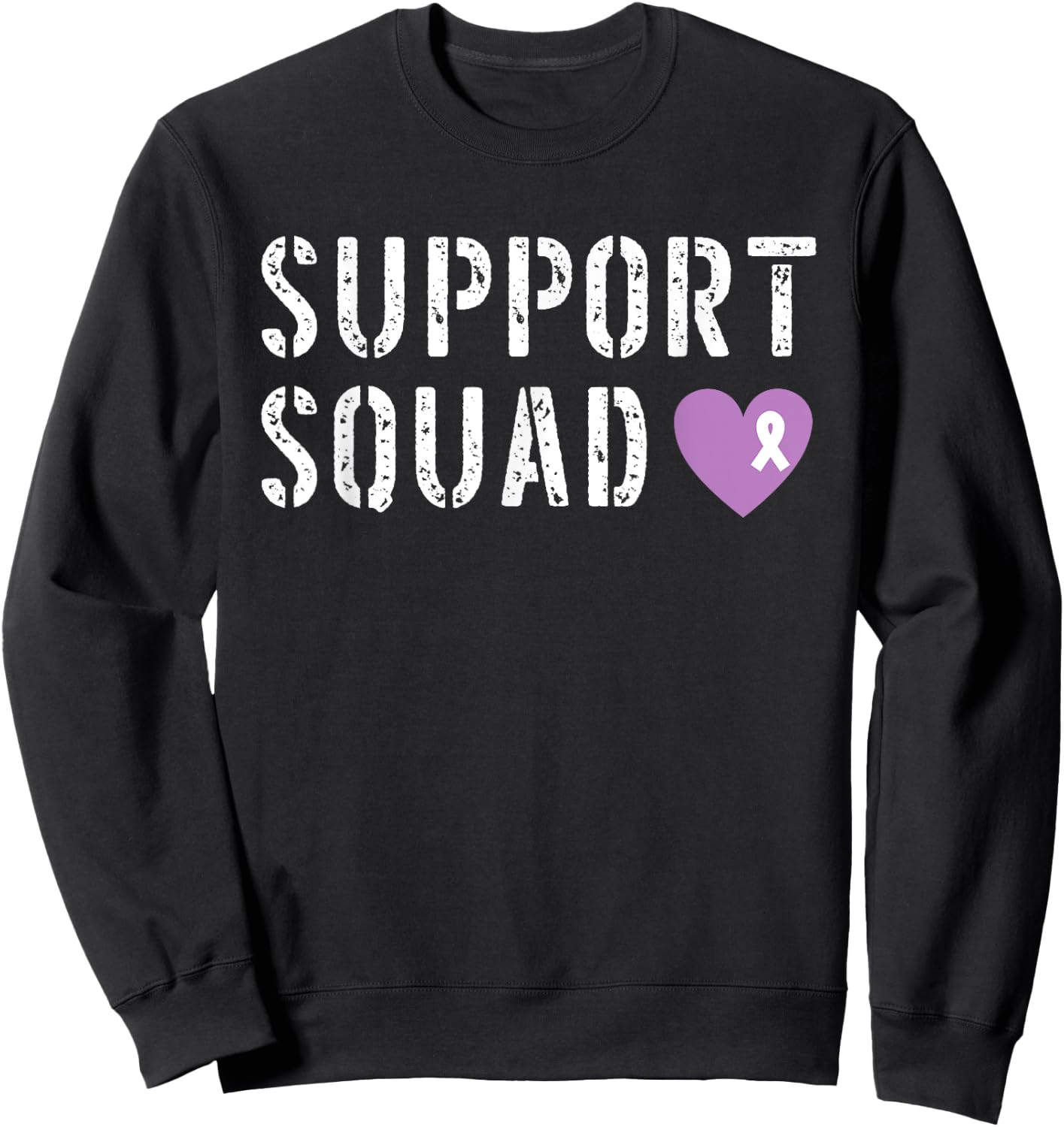 Support Squad Pancreatic Cancer Awareness Purple Ribbon Sweatshirt - Sweatshirt | Black
