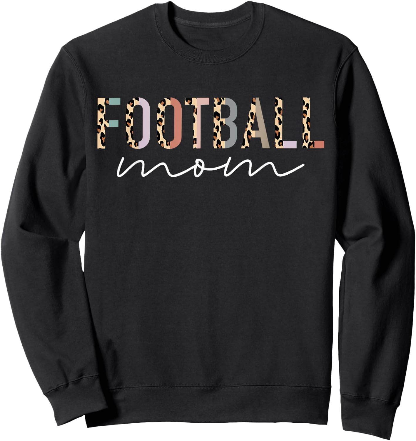 Football Mom Gifts Leopard Print Football Mama Mother's Day Sweatshirt - Sweatshirt | Black