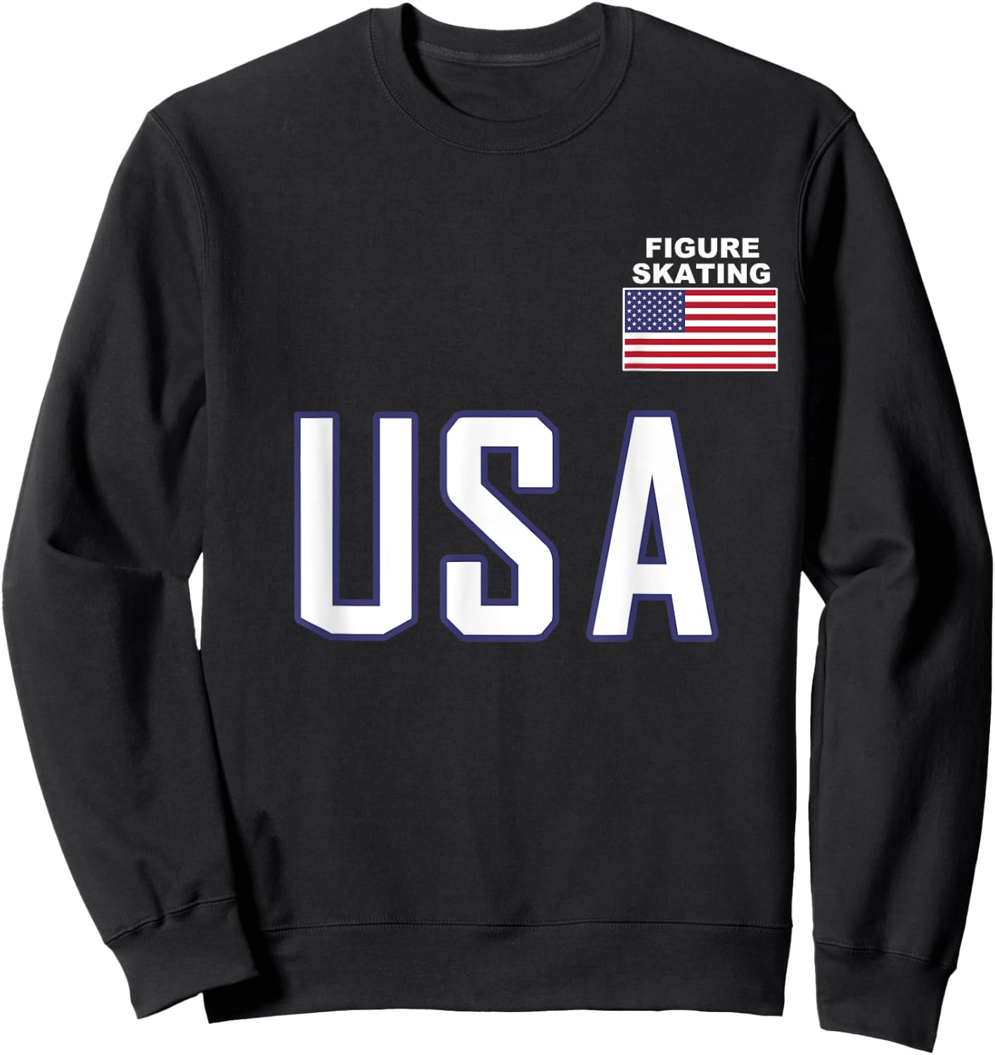 USA Flag Figure Skating Ice Skating Equipment Girl Sweatshirt - Sweatshirt | Black