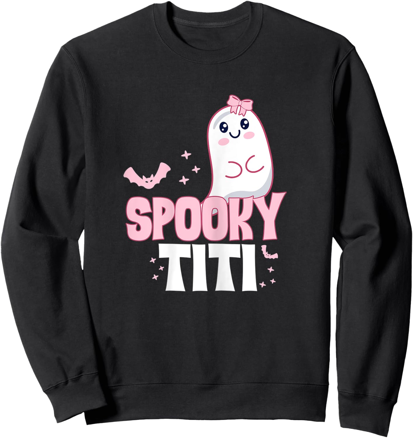 Spooky Titi Family Cute Pink White Ghost Boo Halloween Sweatshirt - Sweatshirt | Black