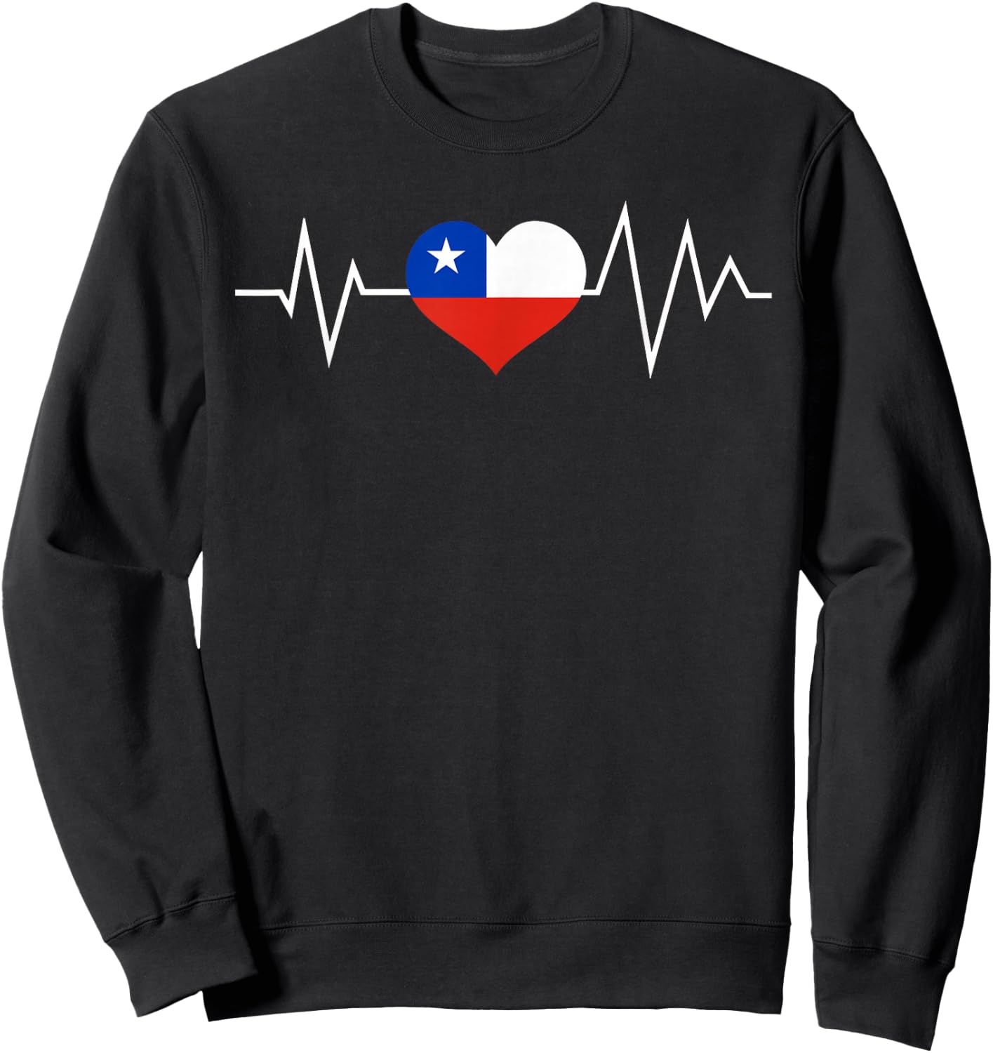 Chile Flag Heartbeat Chilean Men Women Kids Sweatshirt - Sweatshirt | Black