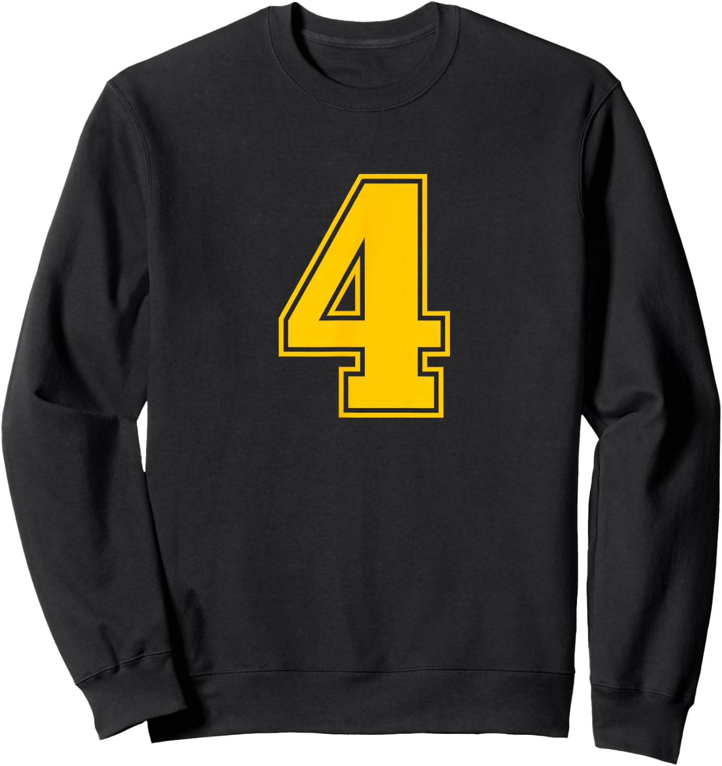 Yellow Sports Team Number #4 Sweatshirt - Sweatshirt | Black