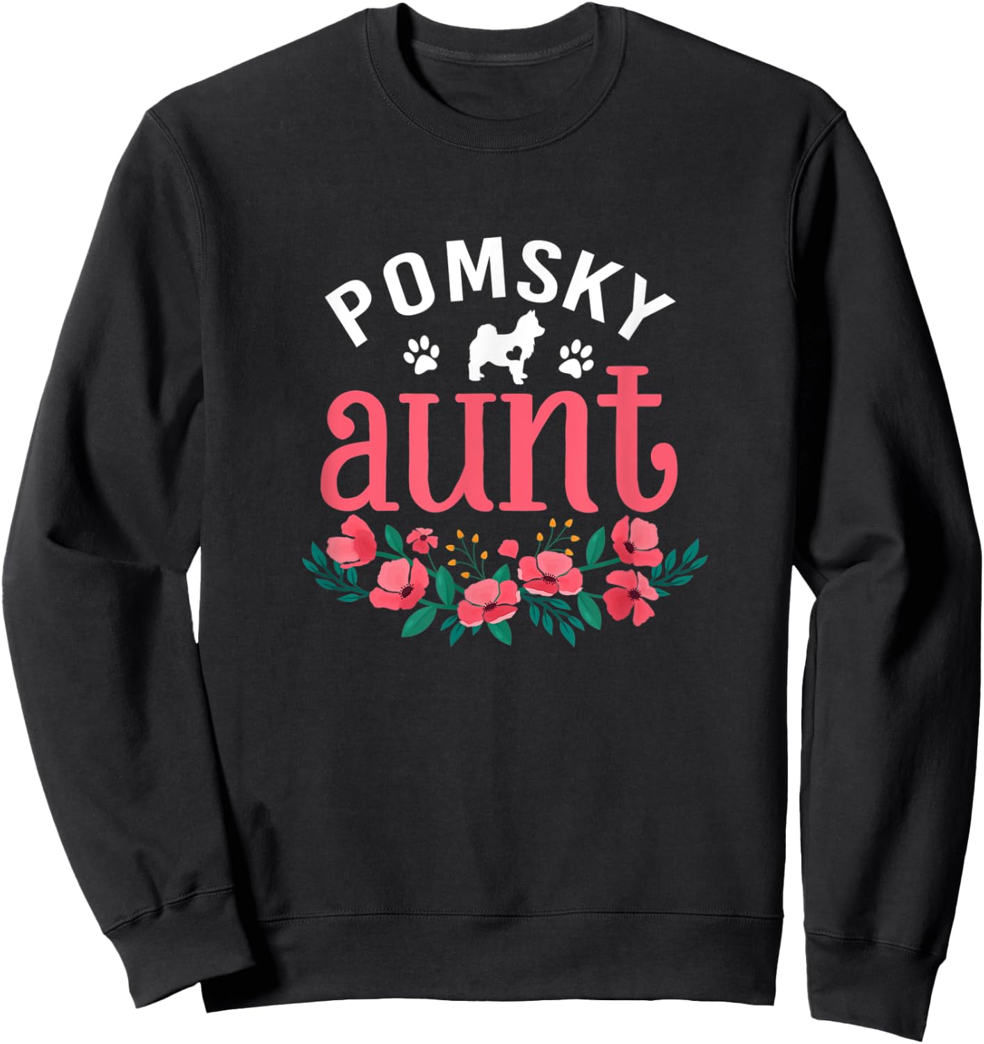 Pomsky Dog Aunt Gifts For Mom Dog Pet Lover Christmas Sweatshirt - Sweatshirt | Black