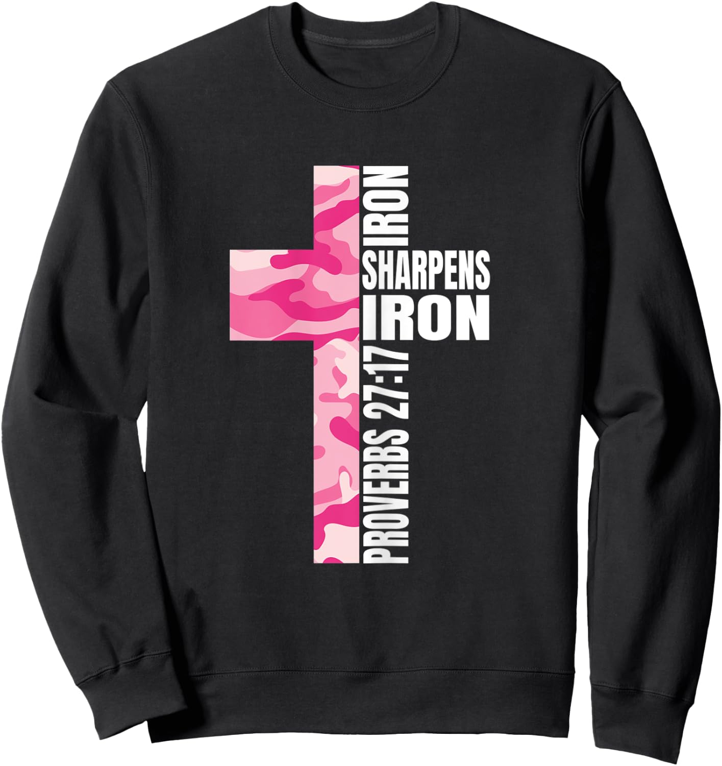 Pink Camo Cross Christian Best Friend Bible Verse Graphic Sweatshirt - Sweatshirt | Black