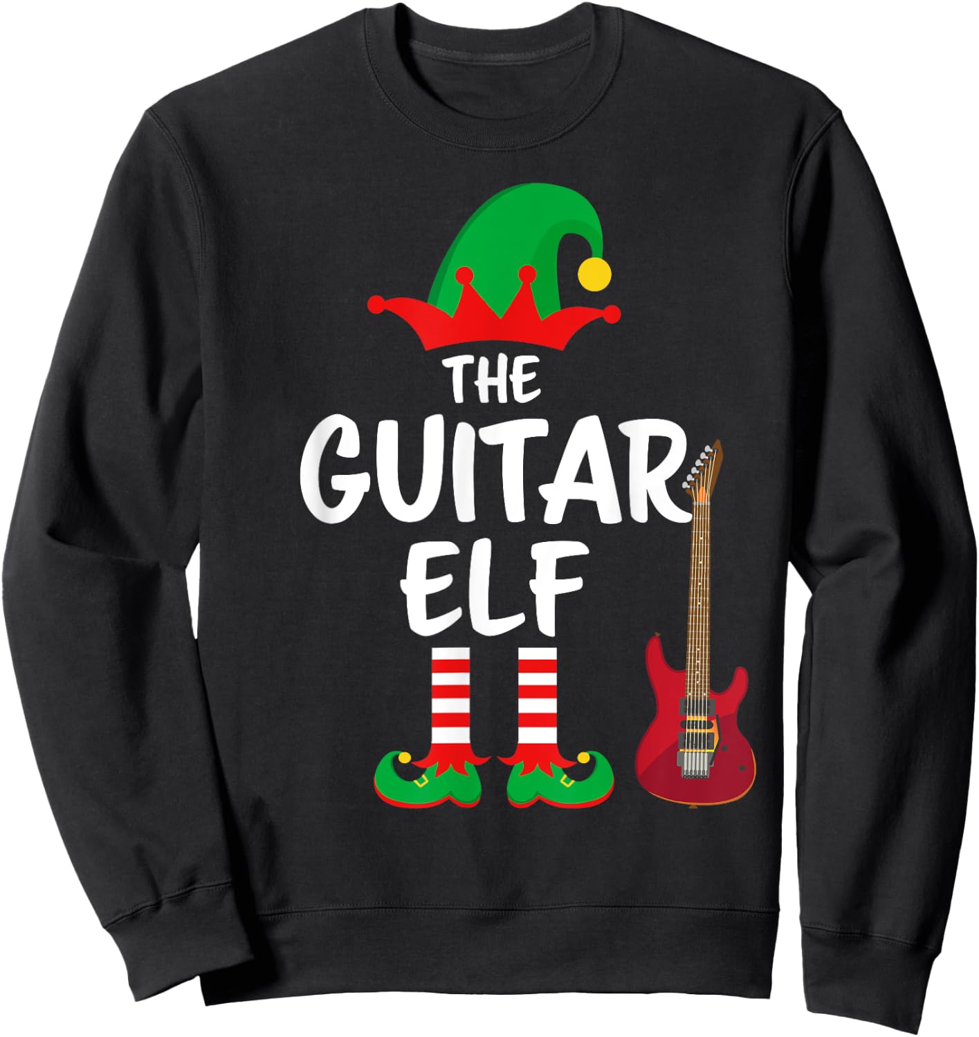 The Guitar Elf Matching Family Christmas Sweatshirt - Sweatshirt | Black
