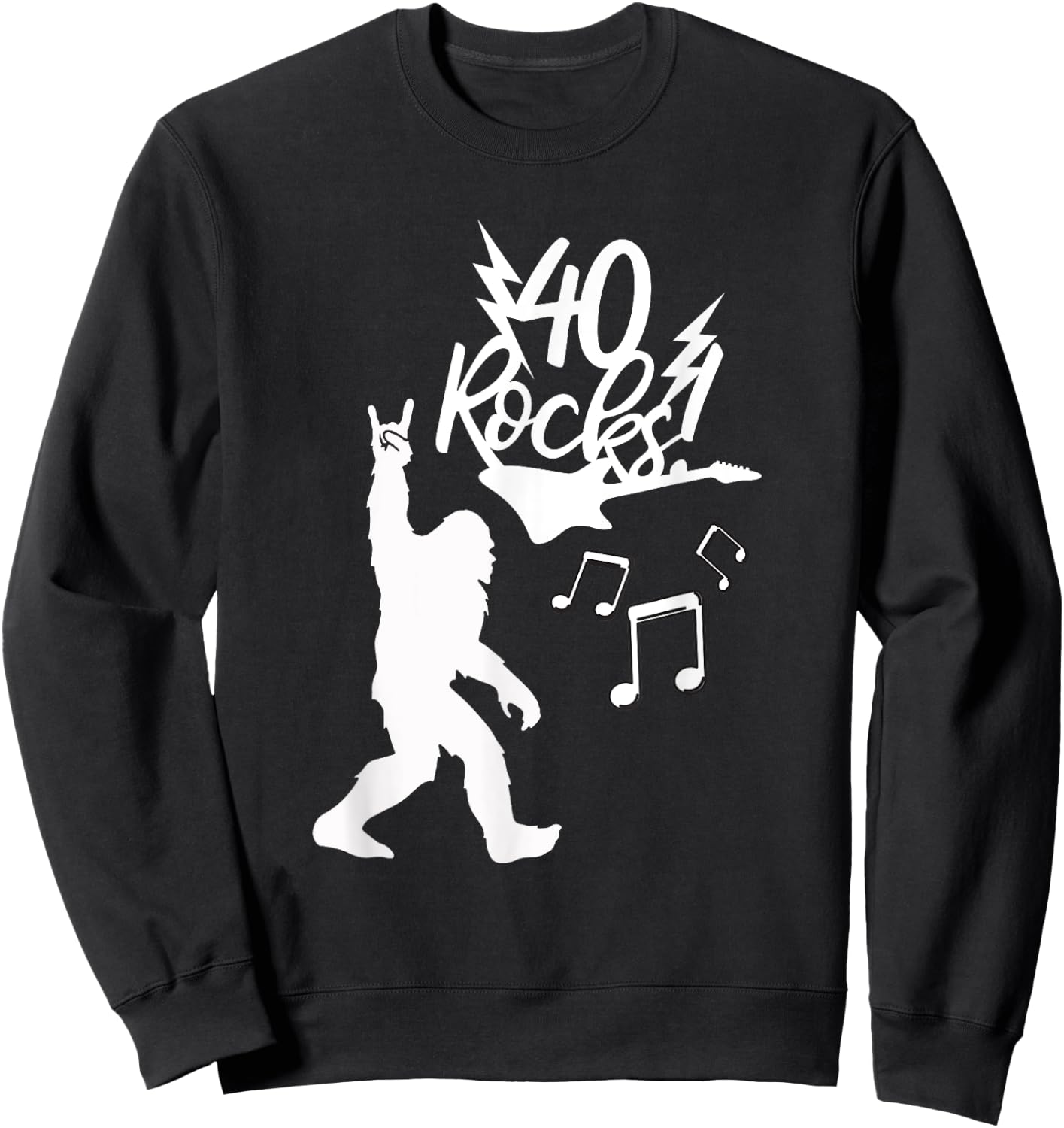 Rockin' Bigfoot 40th Birthday 40 Rock Hand Rock Music Fans Sweatshirt - Sweatshirt | Black