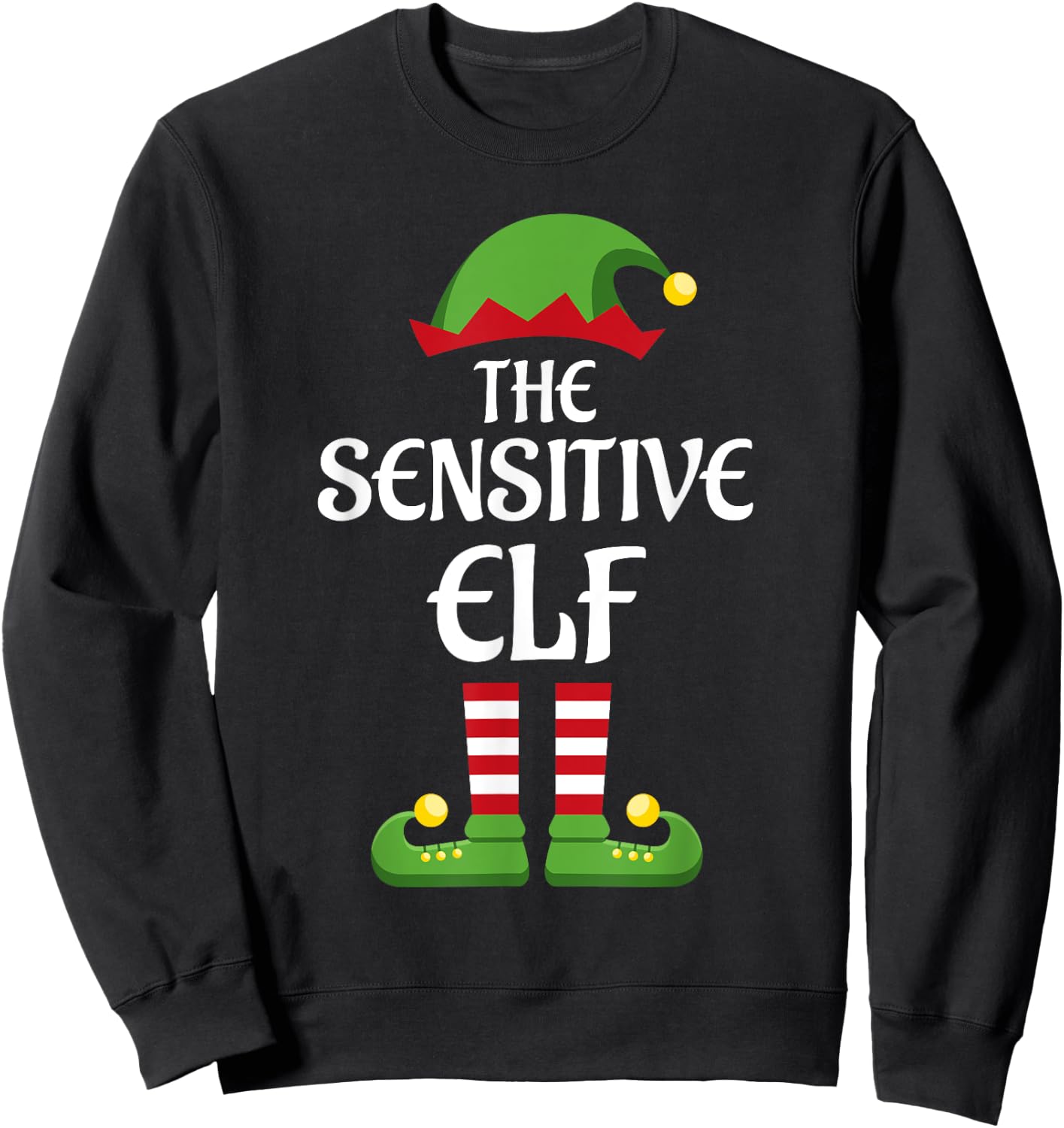 Sensitive Elf Family Matching Group Christmas Sweatshirt - Sweatshirt | Black