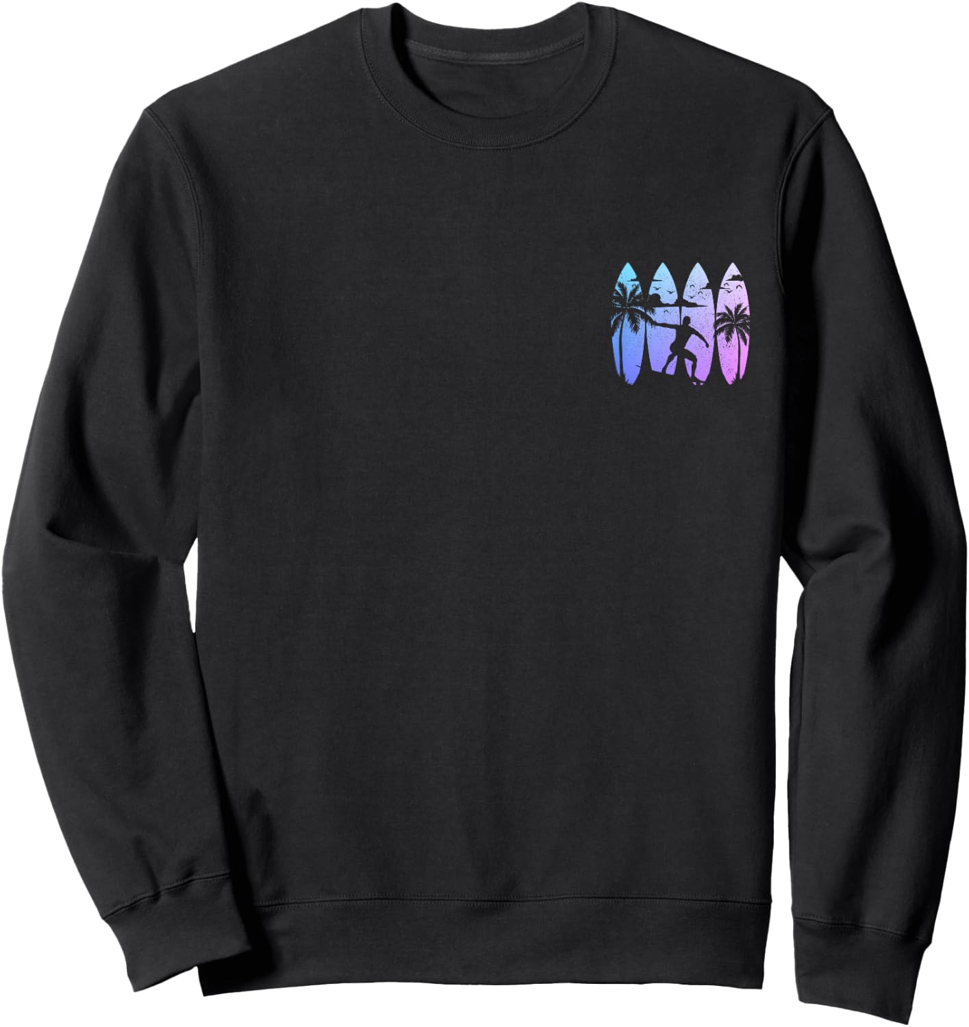 Surfer Surfboard Vintage Surfing Beach Summer Surf Sweatshirt - Sweatshirt | Black