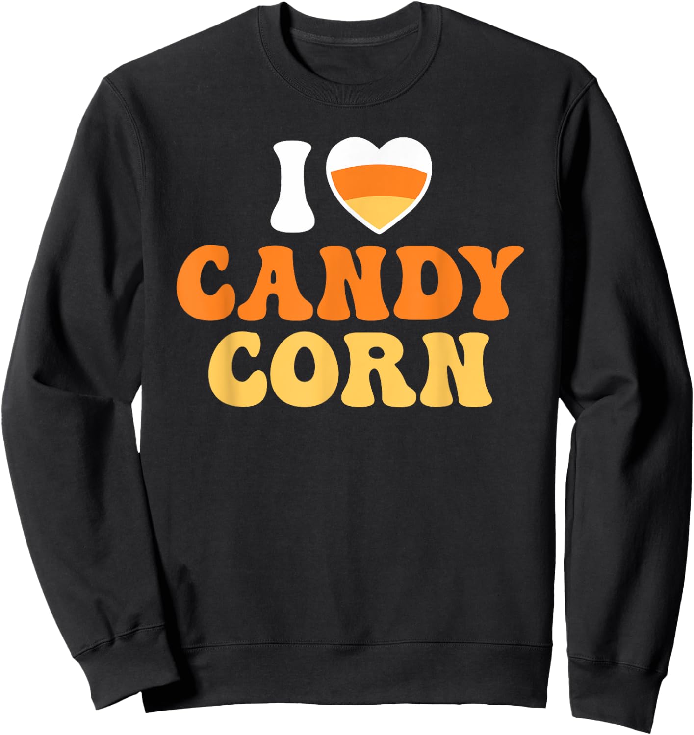I Love Candy Corn Heart Funny Halloween Sweatshirt - Sweatshirt | Black