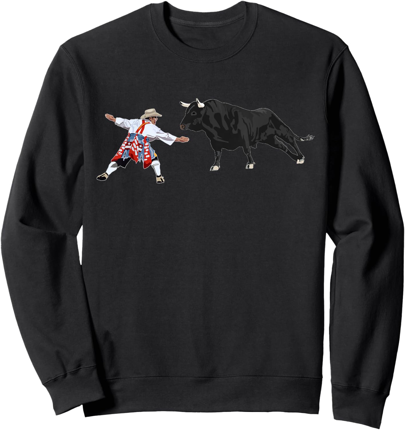 Rodeo Clown Funny Bull Fighting Lover Gag Bullfighter Outfit Sweatshirt - Sweatshirt | Black