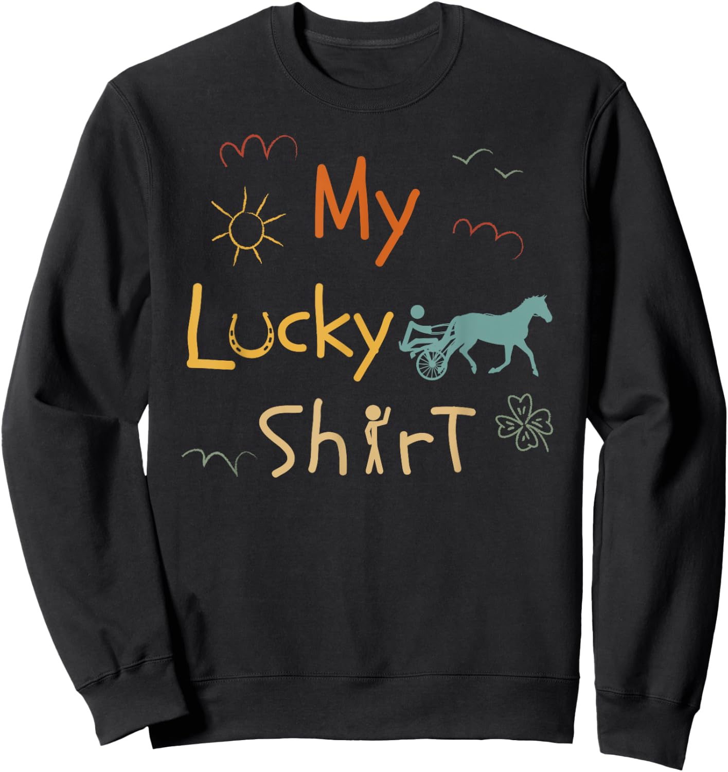 Harness-Racing Trotting-horse Funny Vintage Trotting-race Sweatshirt - Sweatshirt | Black