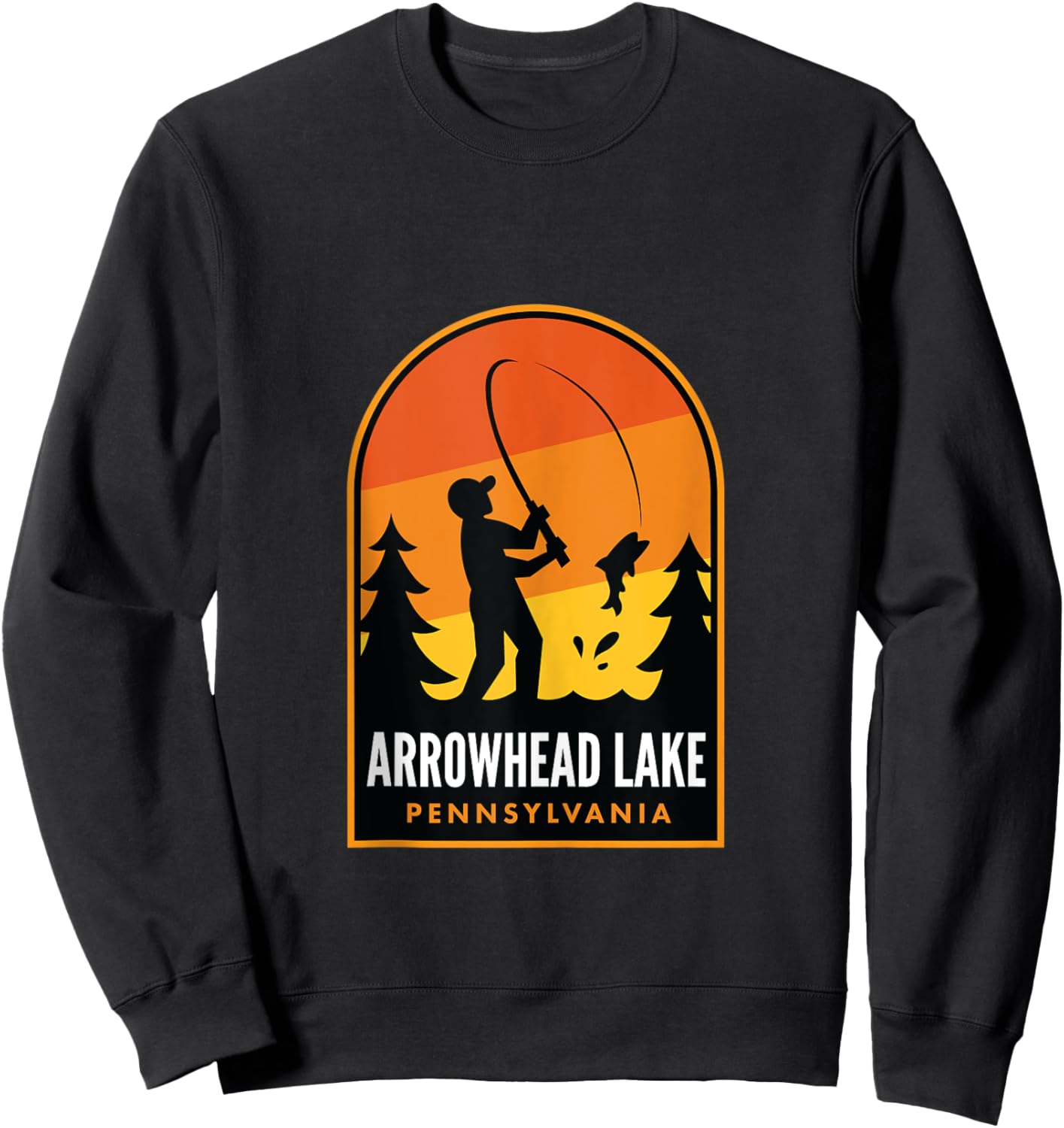 Arrowhead Lake Pennsylvania Fishing Sweatshirt - Sweatshirt | Black