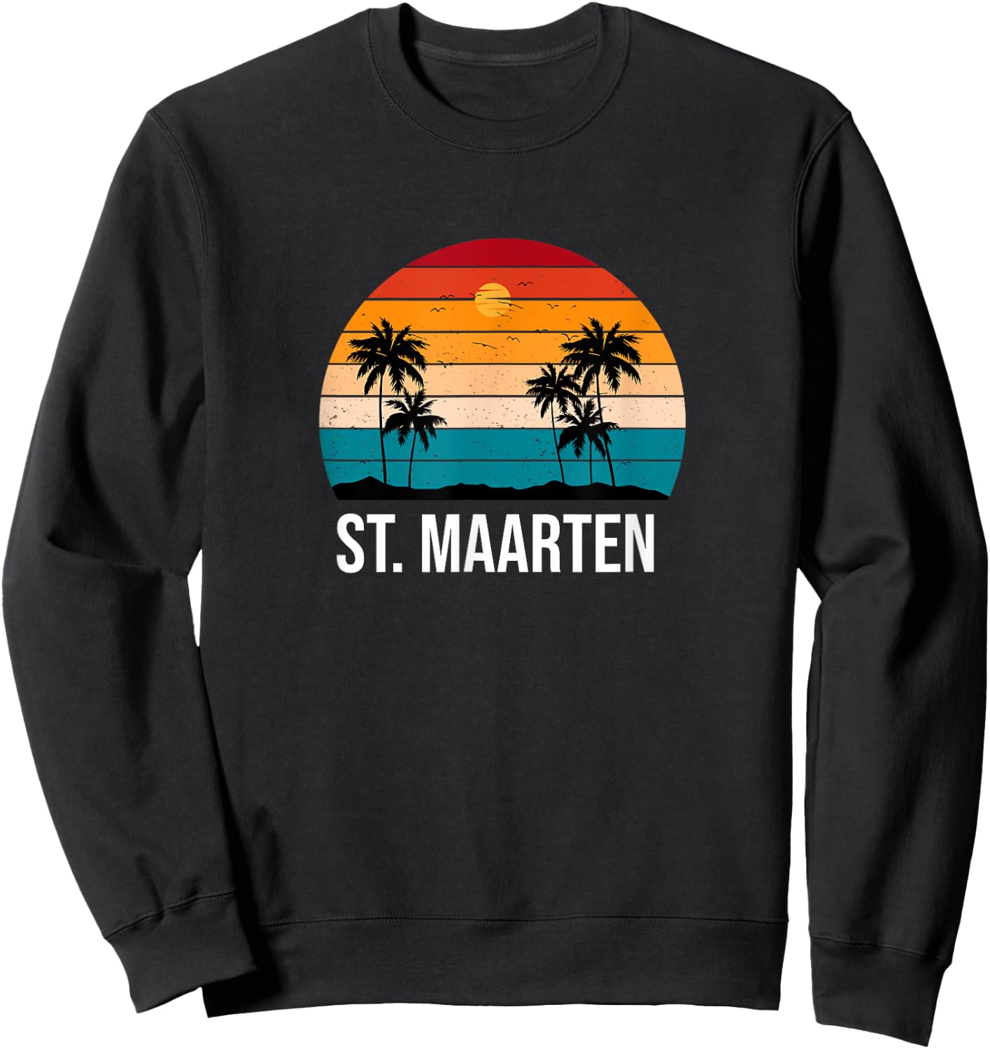 St. Maarten Vacation Souvenir Sun Palm Tree Beach Ocean Sweatshirt - Sweatshirt | Black