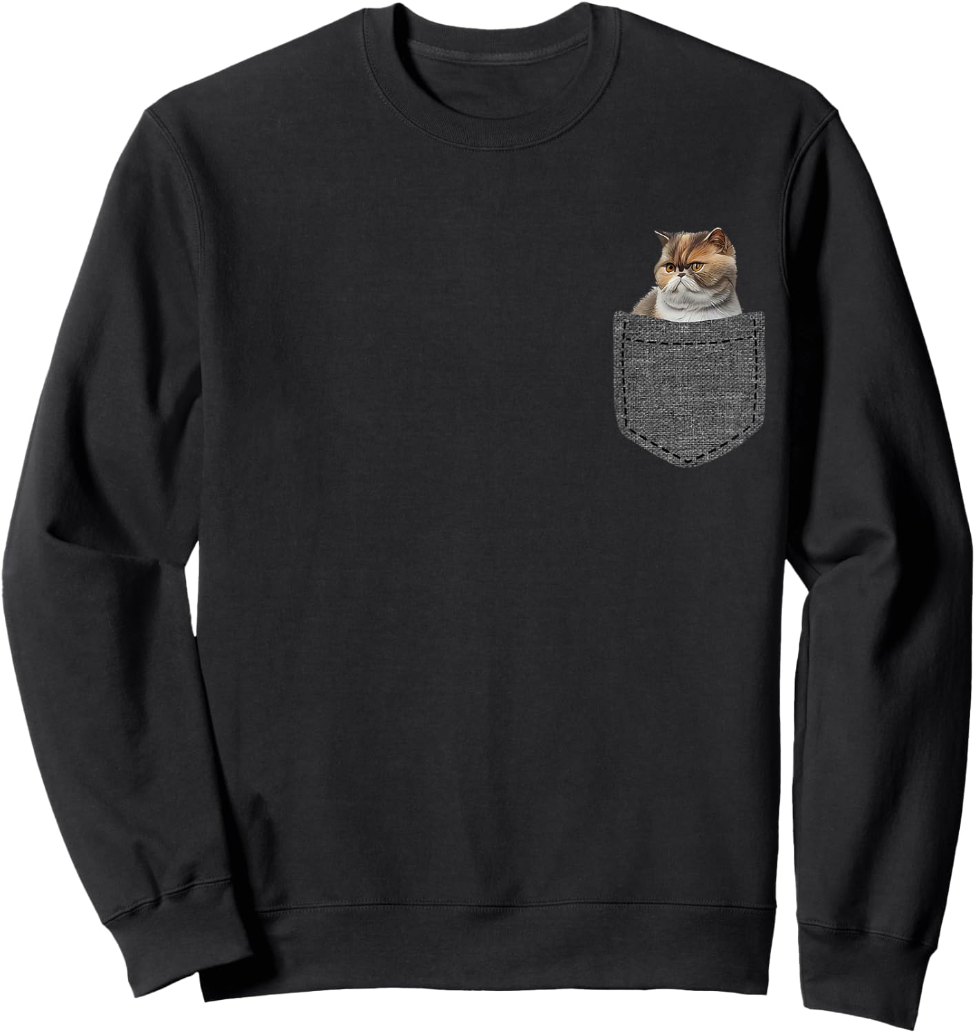 Persian Cat in Pocket Sweatshirt - Sweatshirt | Black