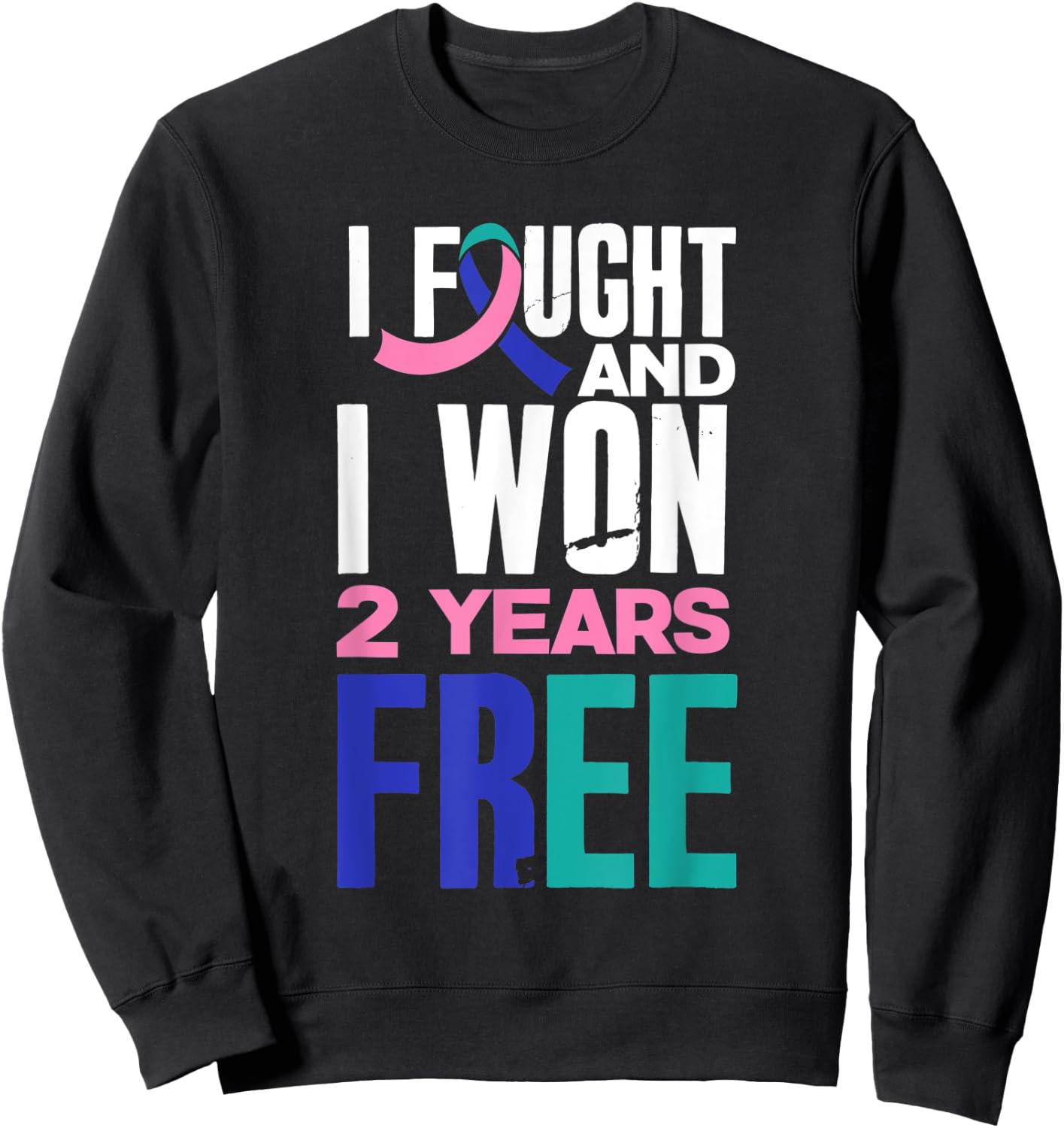 I Fought And I Won 2 Years Free Thyroid Cancer Survivor Sweatshirt - Sweatshirt | Black