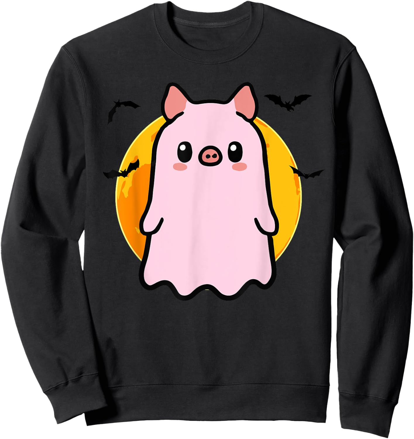 Cute Pig Ghost Kawaii Halloween Sweatshirt - Sweatshirt | Black