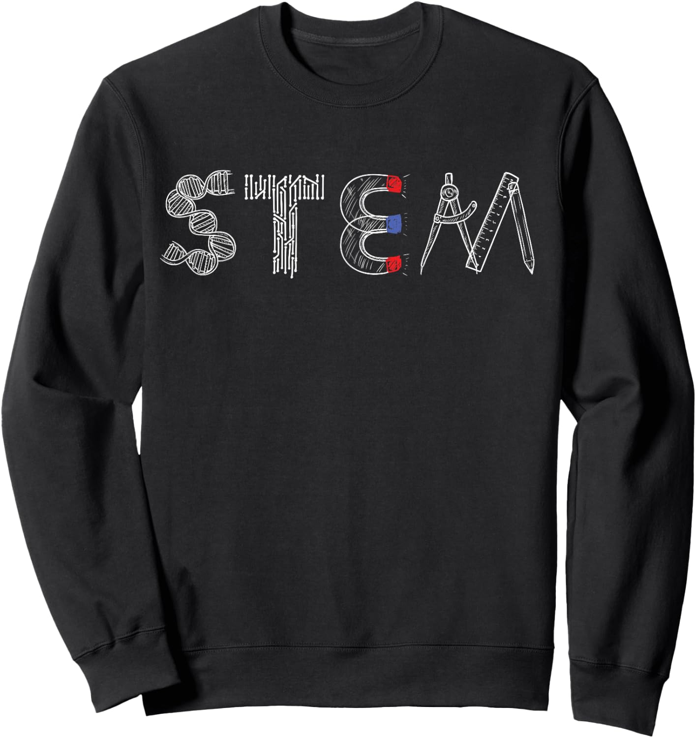 ETHRLO STEM Science, Technology, Engineering, Math - Black, Small, Short Sleeve, , Classic Fit, Lace Embellishment, All Seasons, 1 Count Sweatshirt - Sweatshirt | Black