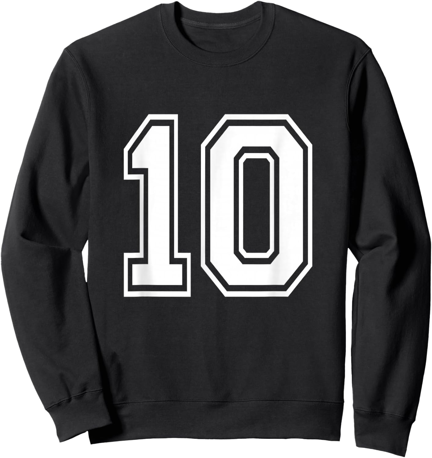 Number 10 Front + Back Varsity Sports Team 10th Birthday Sweatshirt - Sweatshirt | Black
