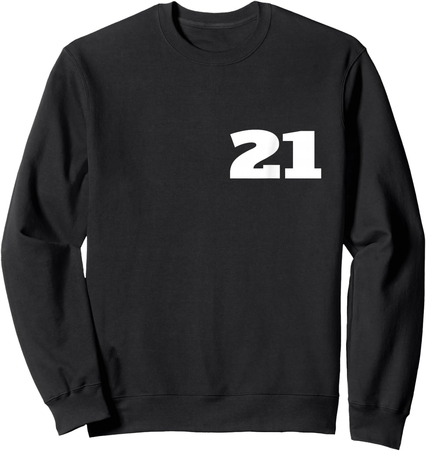 Number 21 Twenty-one Sports Team FRONT AND BACK PRINT Sweatshirt - Sweatshirt | Black
