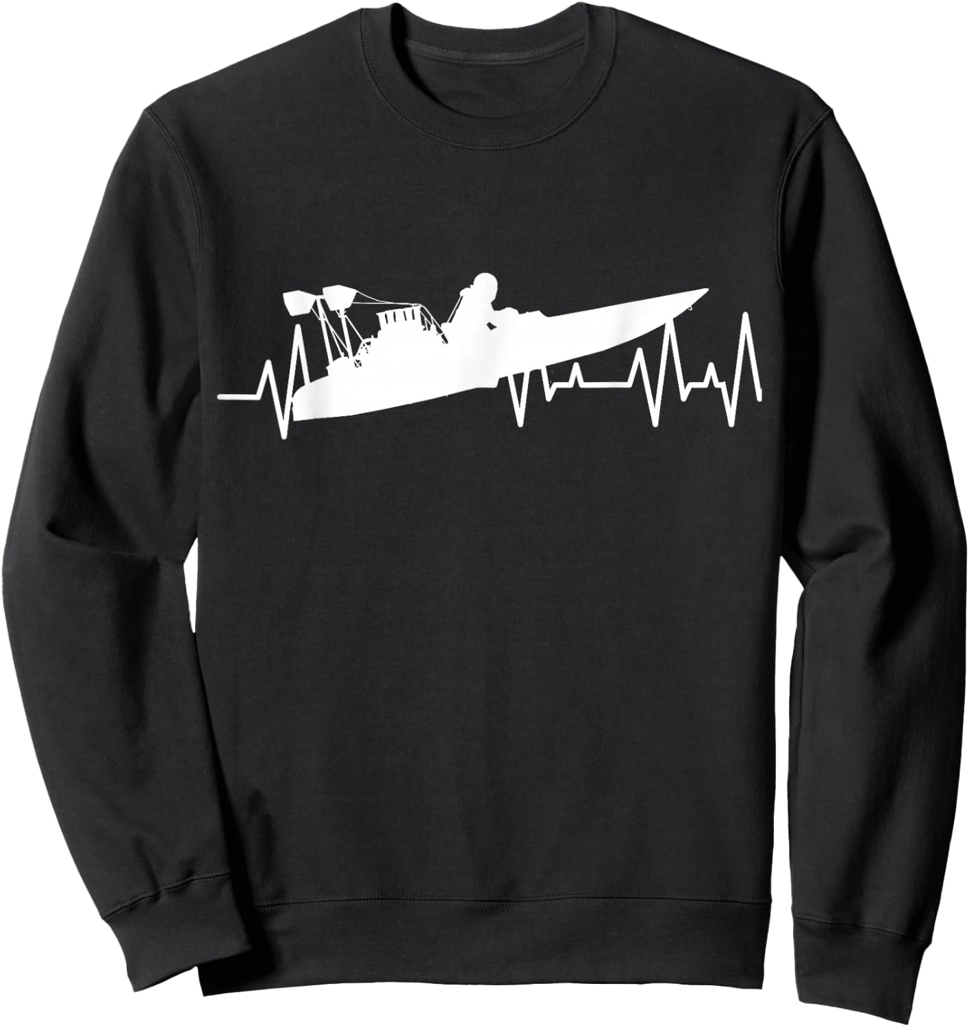 Drag Boat Racing Heartbeat ECG Drag Boat Racer Sweatshirt - Sweatshirt | Black