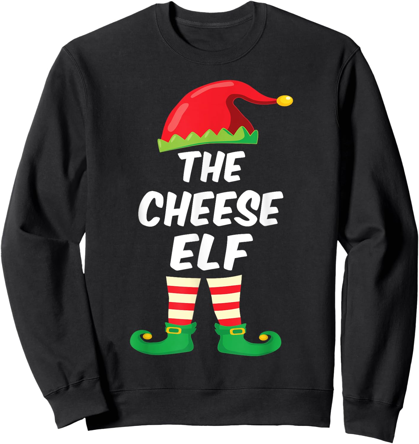 The Cheese Elf Family Matching Funny Christmas Costume Sweatshirt - Sweatshirt | Black