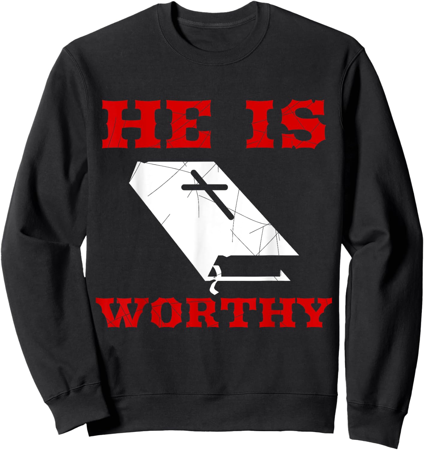 Christian Church Bible Scripture He is Worthy Sweatshirt - Sweatshirt | Black
