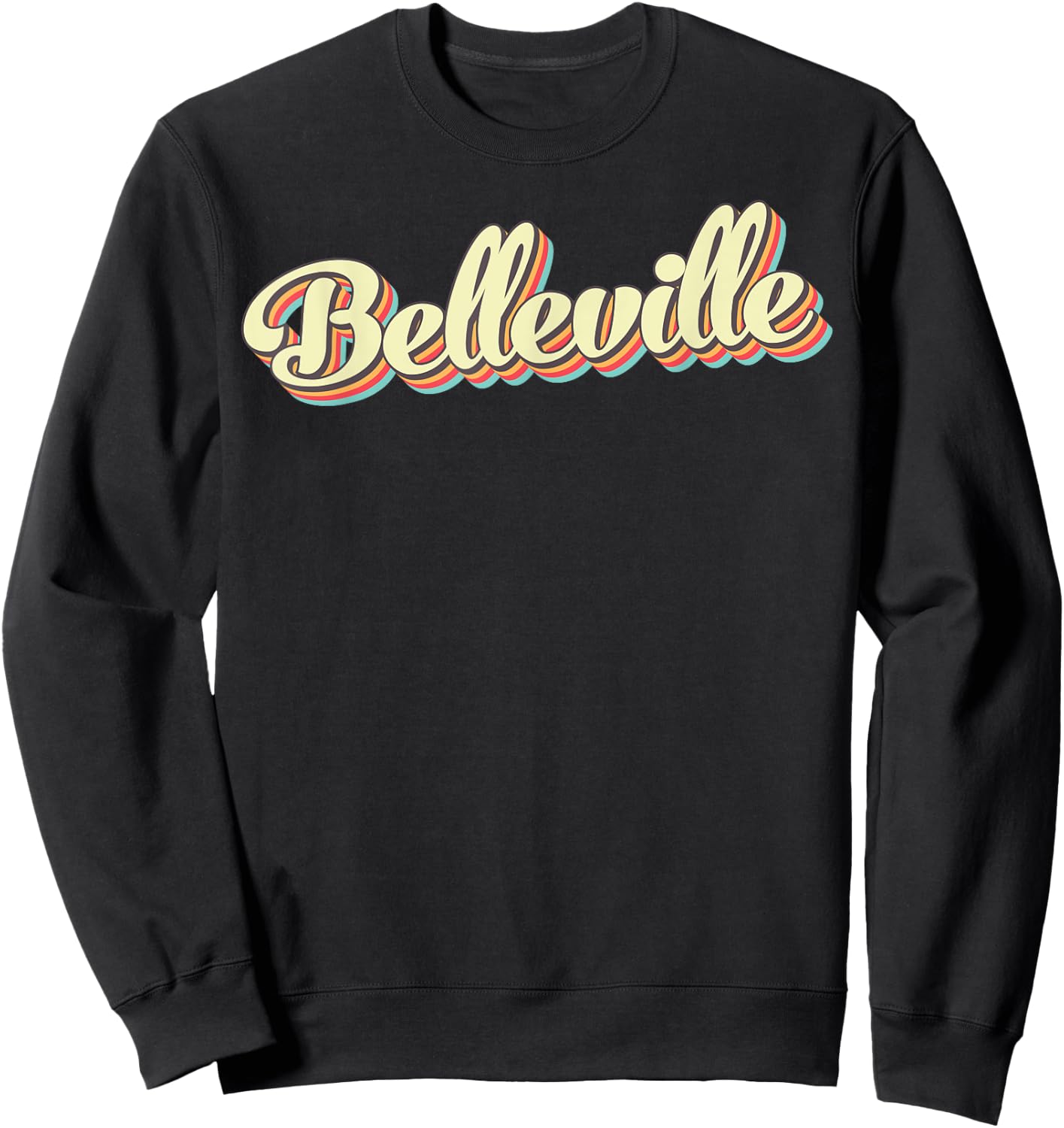 Belleville Retro Art Baseball Font Vintage Sweatshirt - Sweatshirt | Black