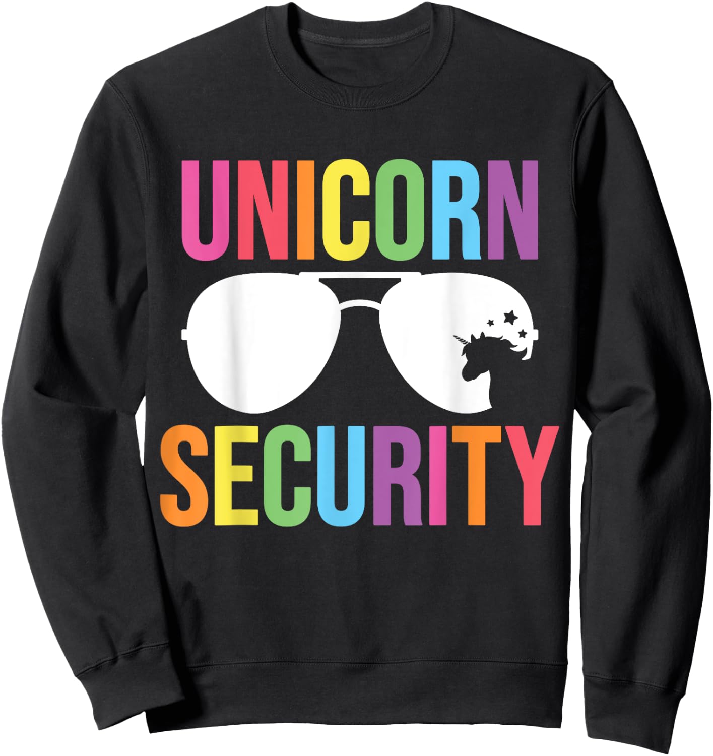 Unicorn Security Birthday Family Halloween Costume Dad Mom Sweatshirt - Sweatshirt | Black
