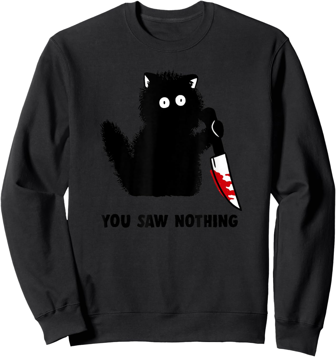 Funny Cat Shirt Men You Saw Nothing Graphic Sweatshirt - Sweatshirt | Black
