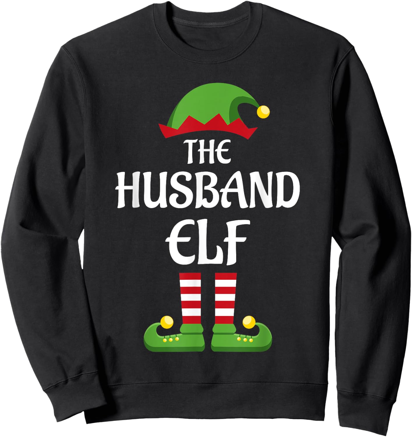 Husband Elf Family Matching Group Christmas Sweatshirt - Sweatshirt | Black