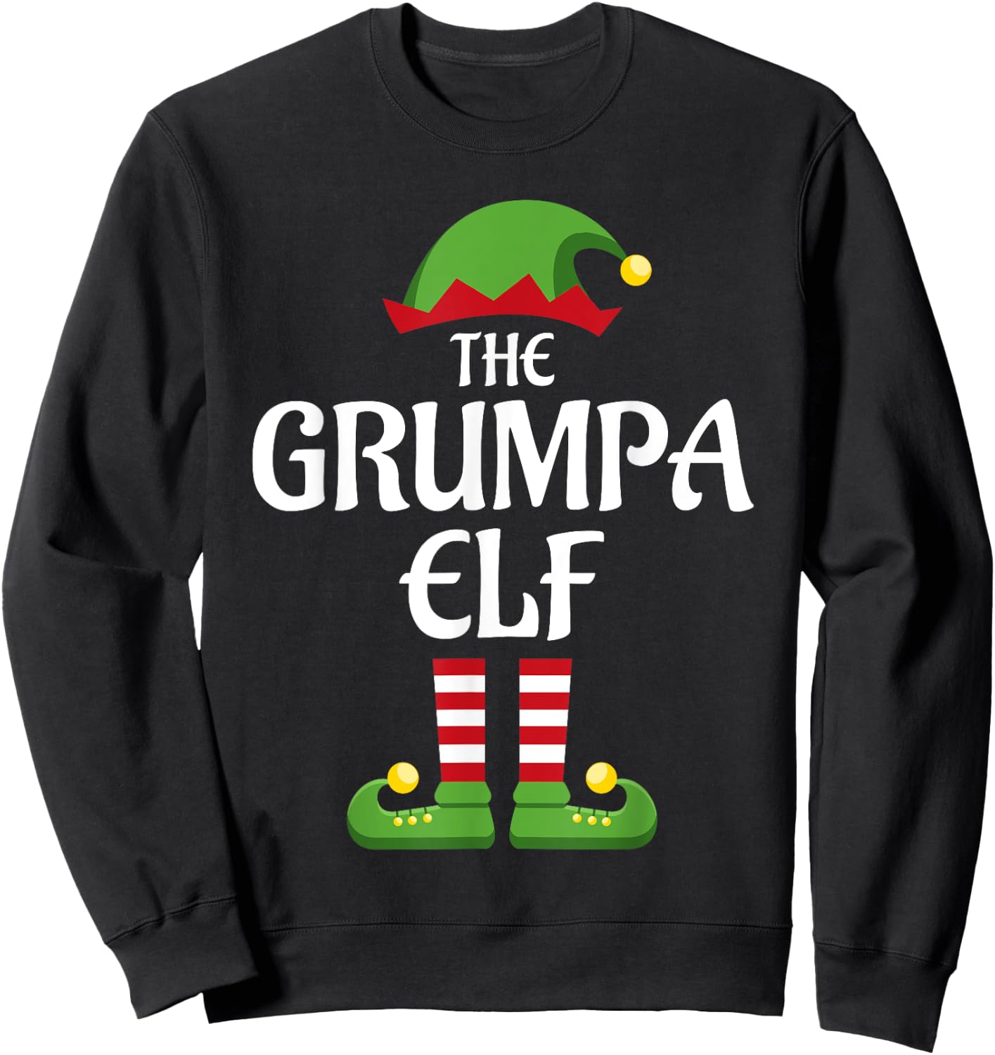 Grumpa Elf Family Matching Group Christmas Grandpa Sweatshirt - Sweatshirt | Black