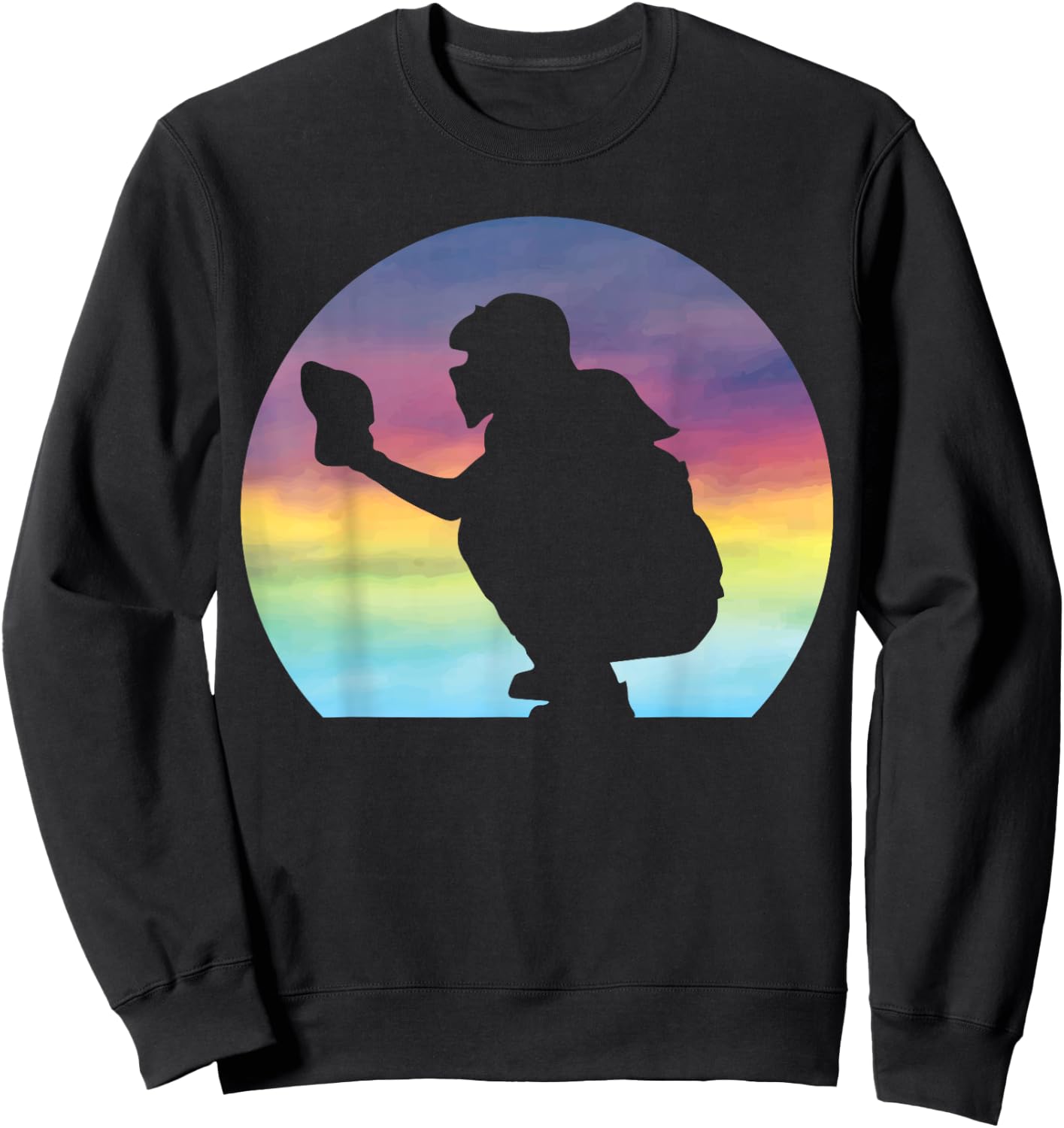 Women's Softball Catcher Silhouette Girls Softball Lover Sweatshirt - Sweatshirt | Black