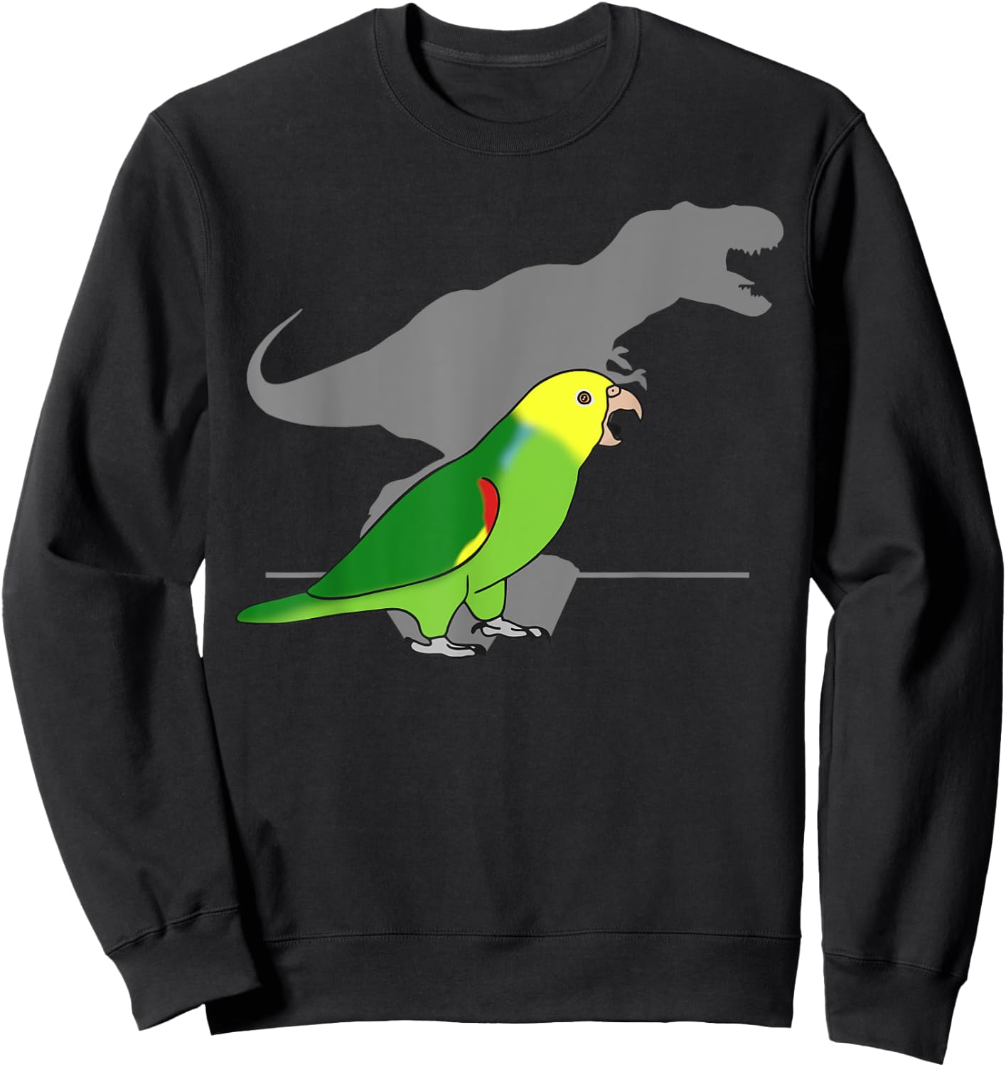 Double Yellow Headed Amazon T-rex Birb Memes Dinosaur Parrot Sweatshirt - Sweatshirt | Black
