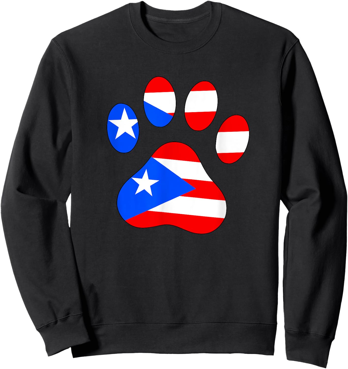 Funny Dog Paw Puerto Rico PR Flag Puerto Rican Boricua Puppy Sweatshirt - Sweatshirt | Black
