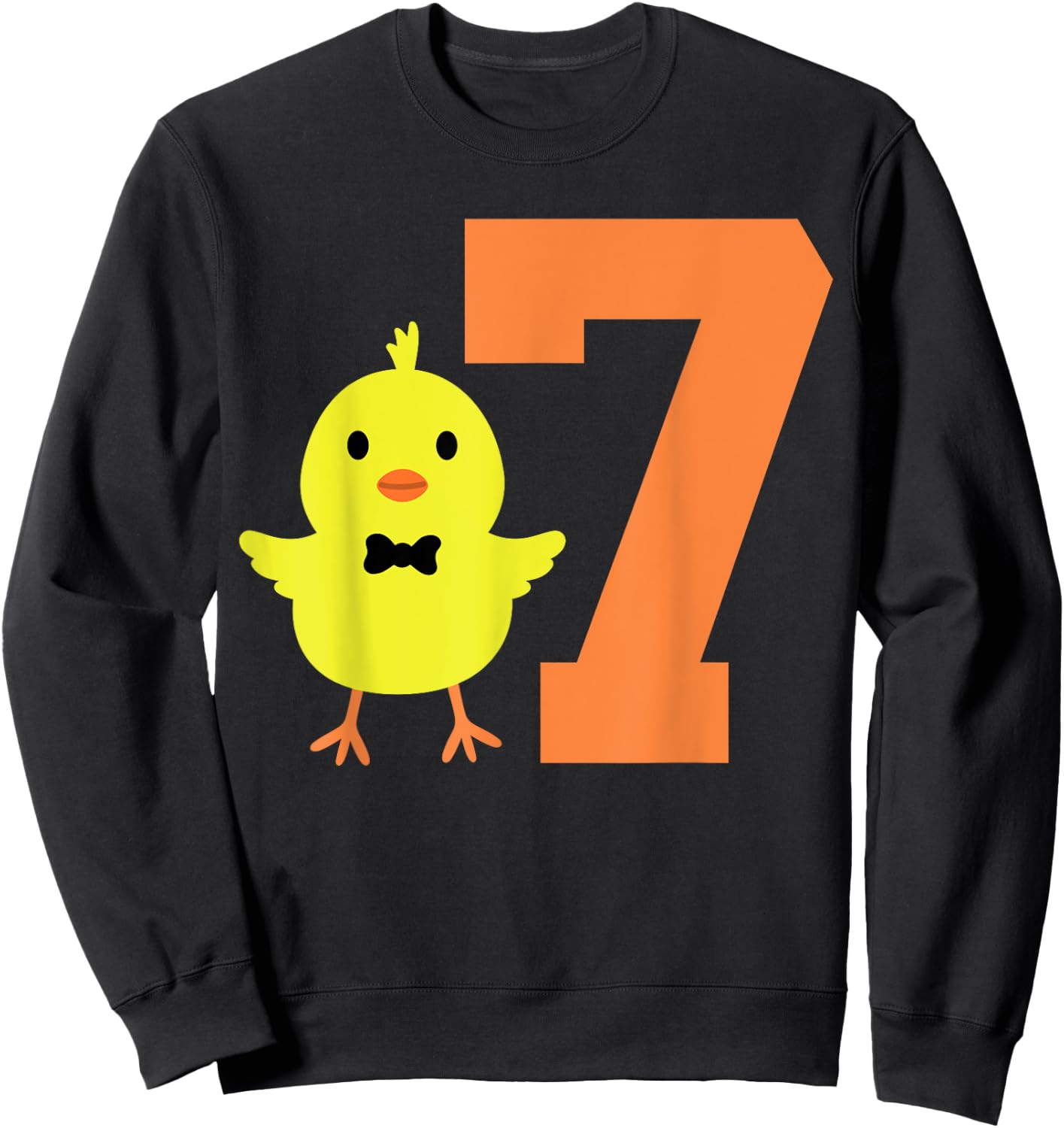 Kids 7th Birthday Chicken Themed Cute 7 Year Old Boys Chick Sweatshirt - Sweatshirt | Black