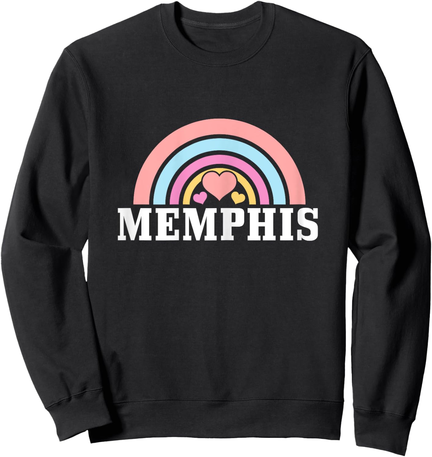 Memphis Tennessee Cute Rainbow Vintage Girls Sweatshirt - Sweatshirt | Black