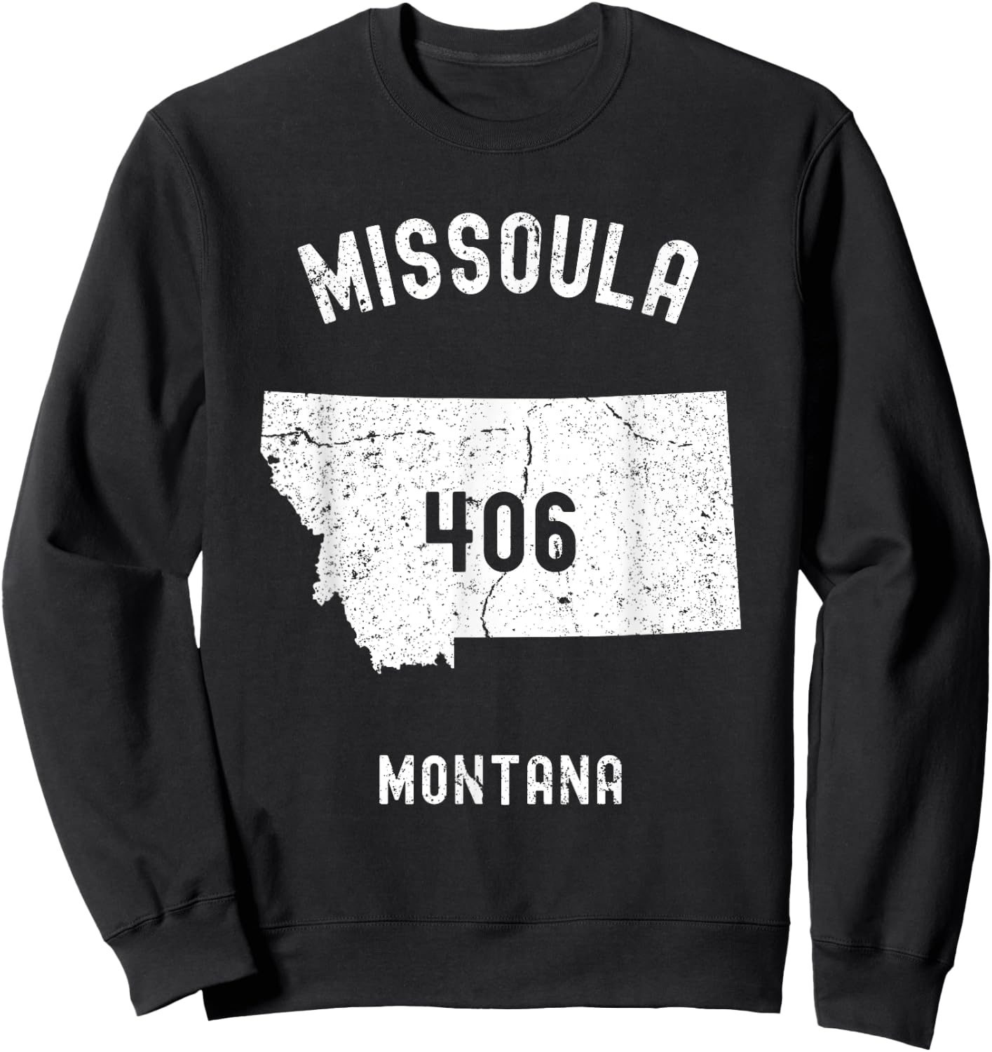 Missoula Montana MT 406 Vintage Athletic Style Sweatshirt - Sweatshirt | Black