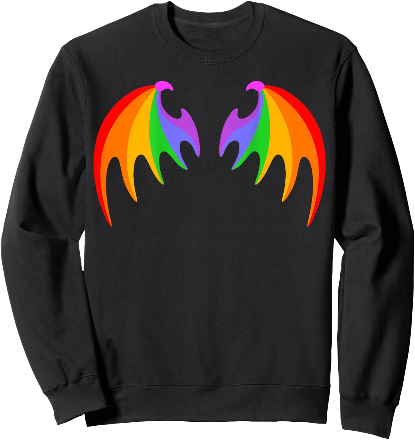 BACK PRINT Rainbow Dragon Bat Wings Cute Pride Party Magic Sweatshirt - Sweatshirt | Black